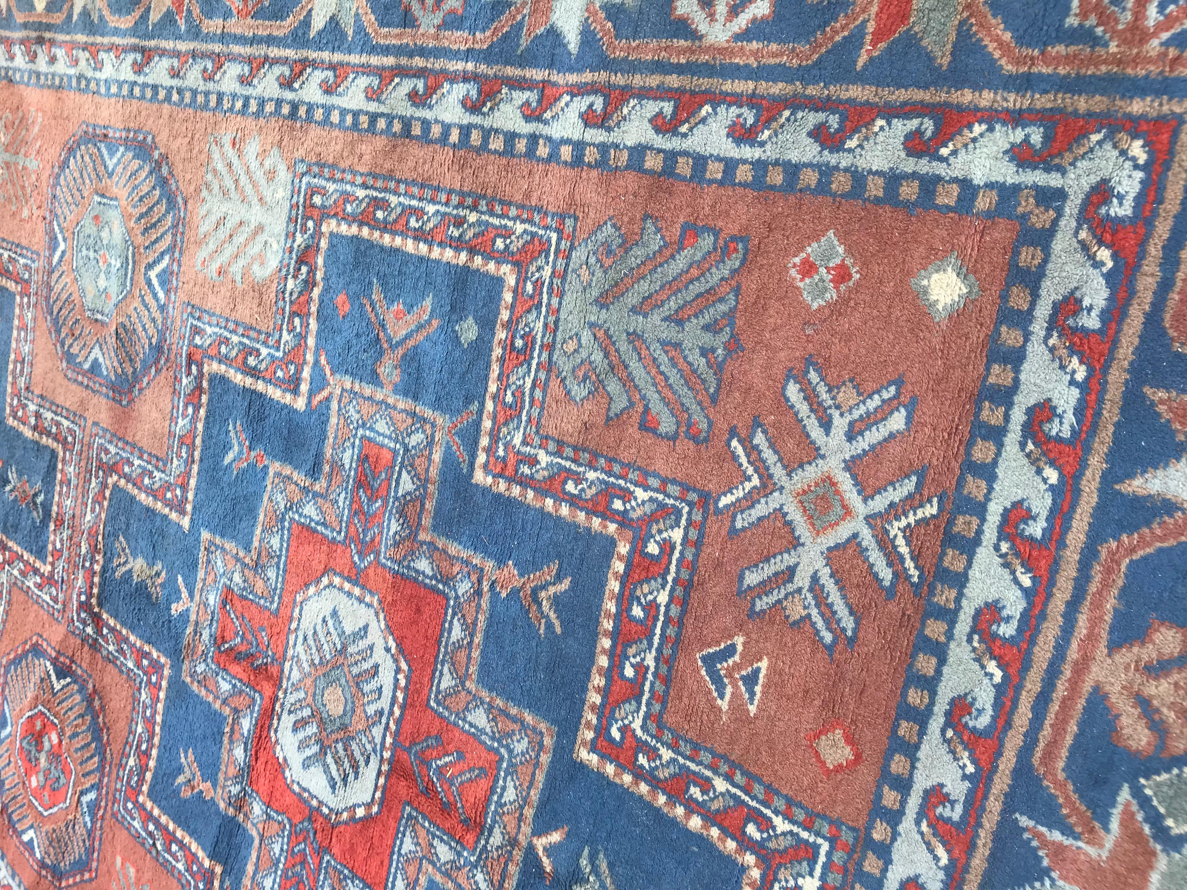 Beautiful Vintage Sinkiang Kazak Style Rug For Sale 4