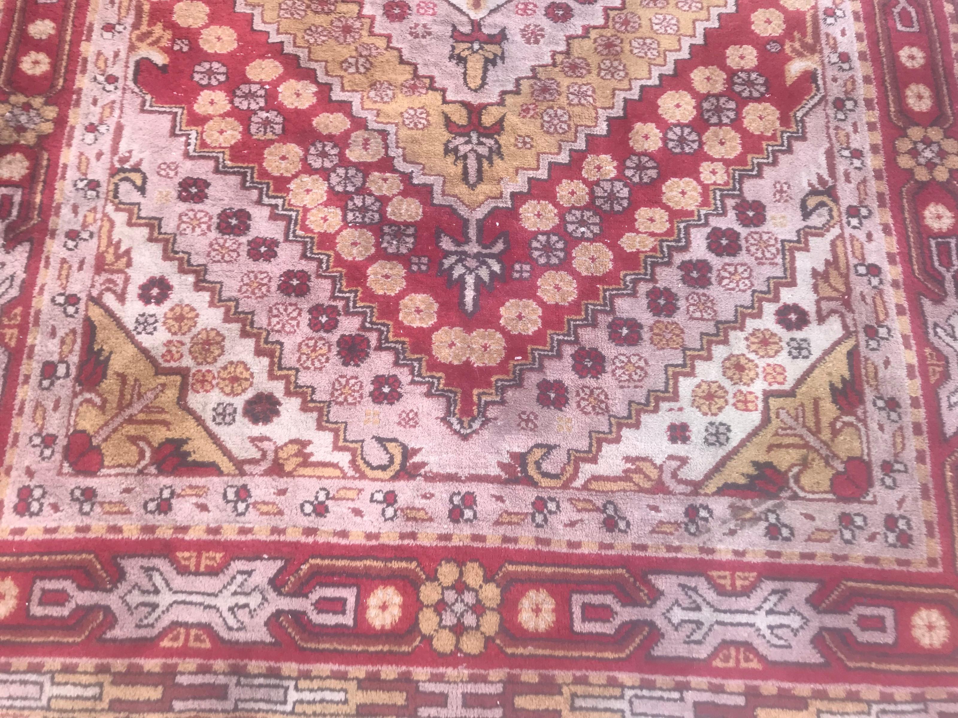 Hand-Knotted Beautiful Vintage Sinkiang Khotan Rug