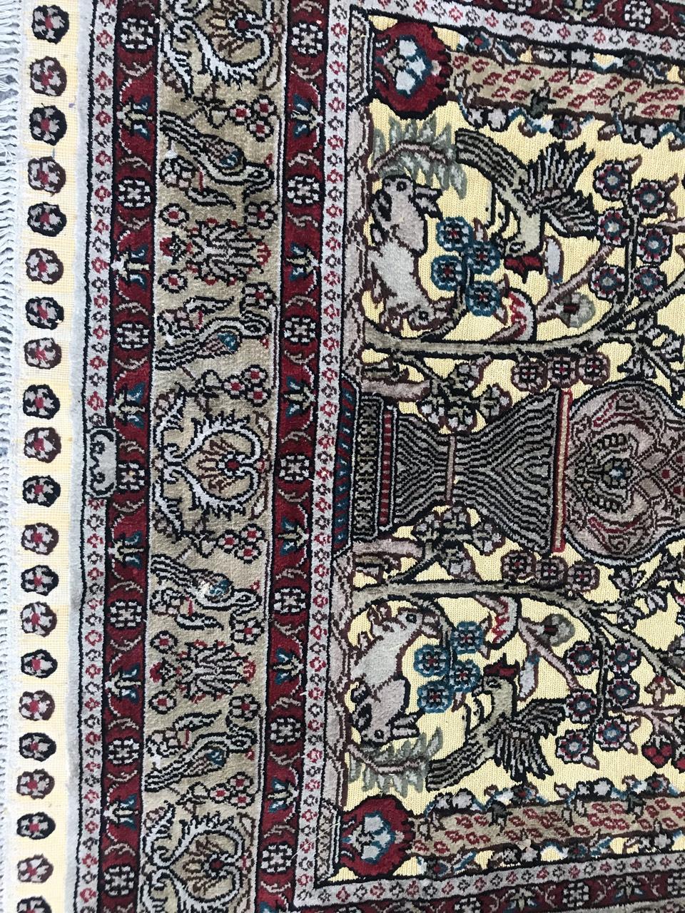 Beautiful Vintage Sino Hereke Silk and Gold Rug For Sale 5