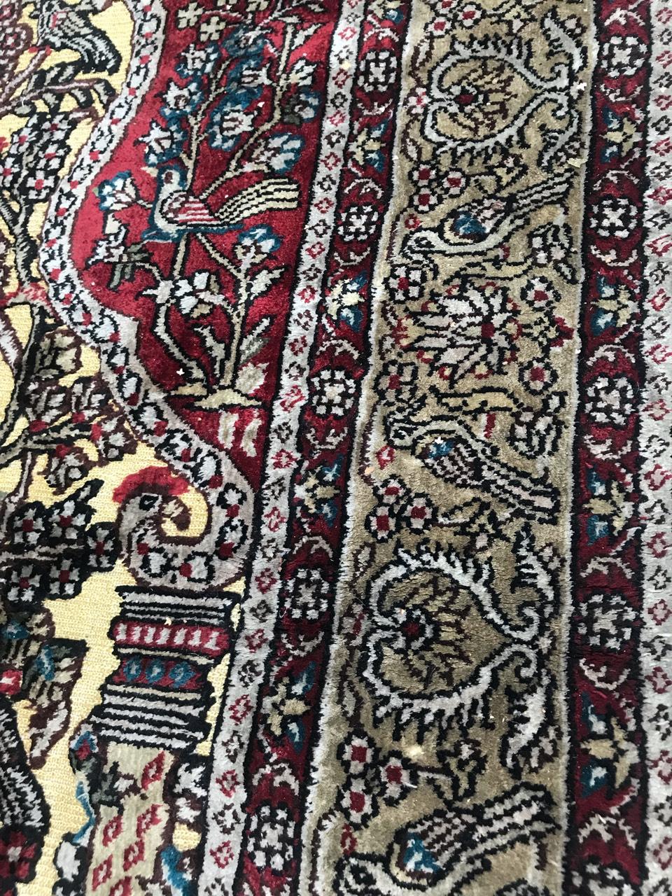 Beautiful Vintage Sino Hereke Silk and Gold Rug For Sale 9