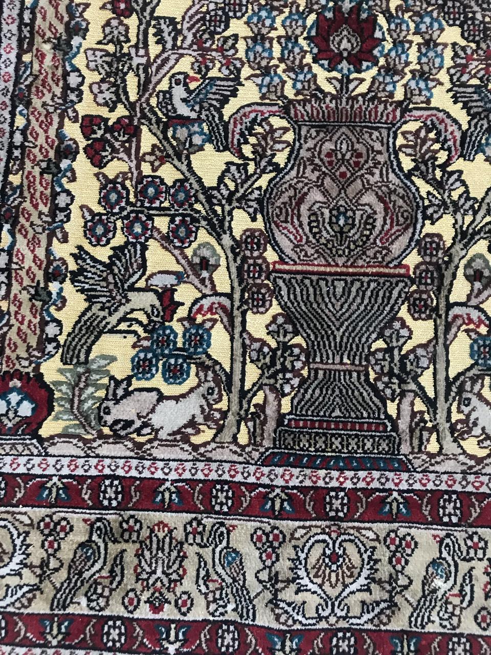 Islamic Beautiful Vintage Sino Hereke Silk and Gold Rug For Sale