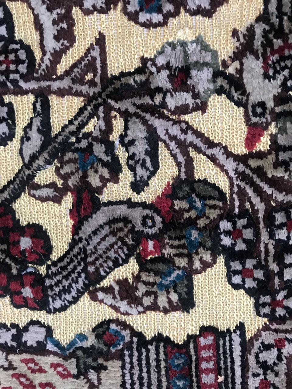 Noué à la main Magnifique tapis vintage Sino Hereke en soie et or en vente