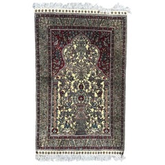 Beautiful Vintage Sino Hereke Silk and Gold Rug