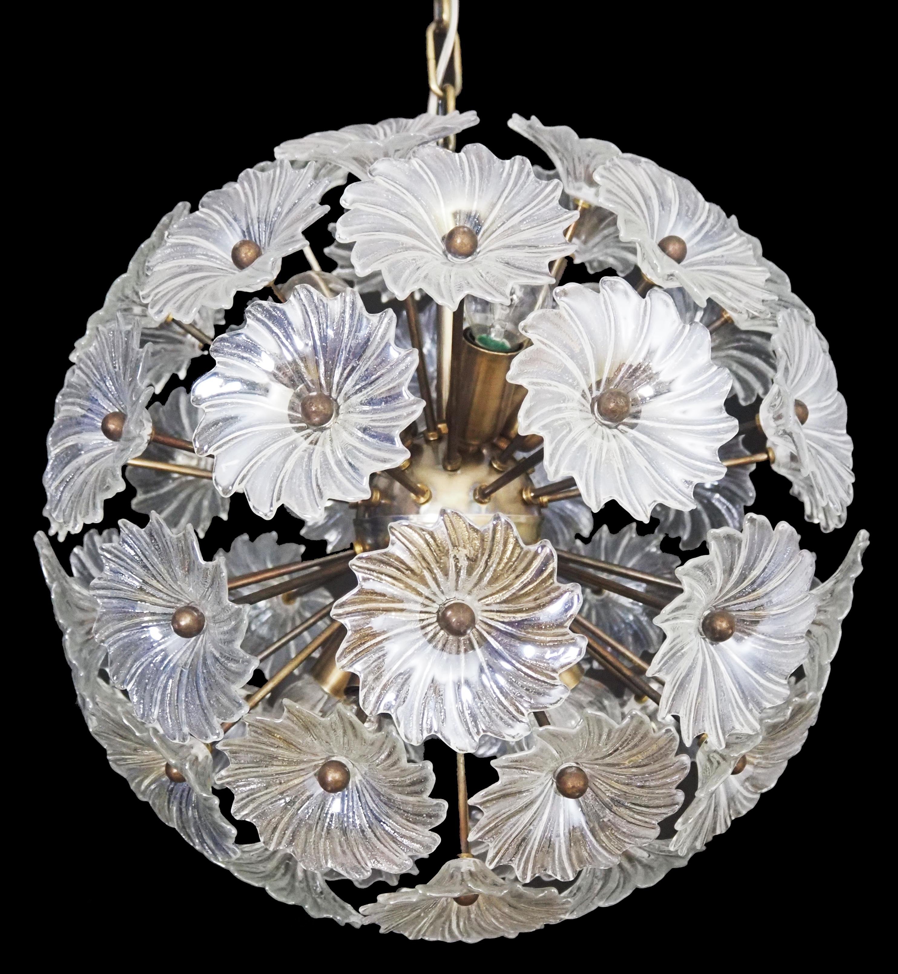 Pair Mid-Century Sputnik Italian crystal chandeliers  For Sale 4