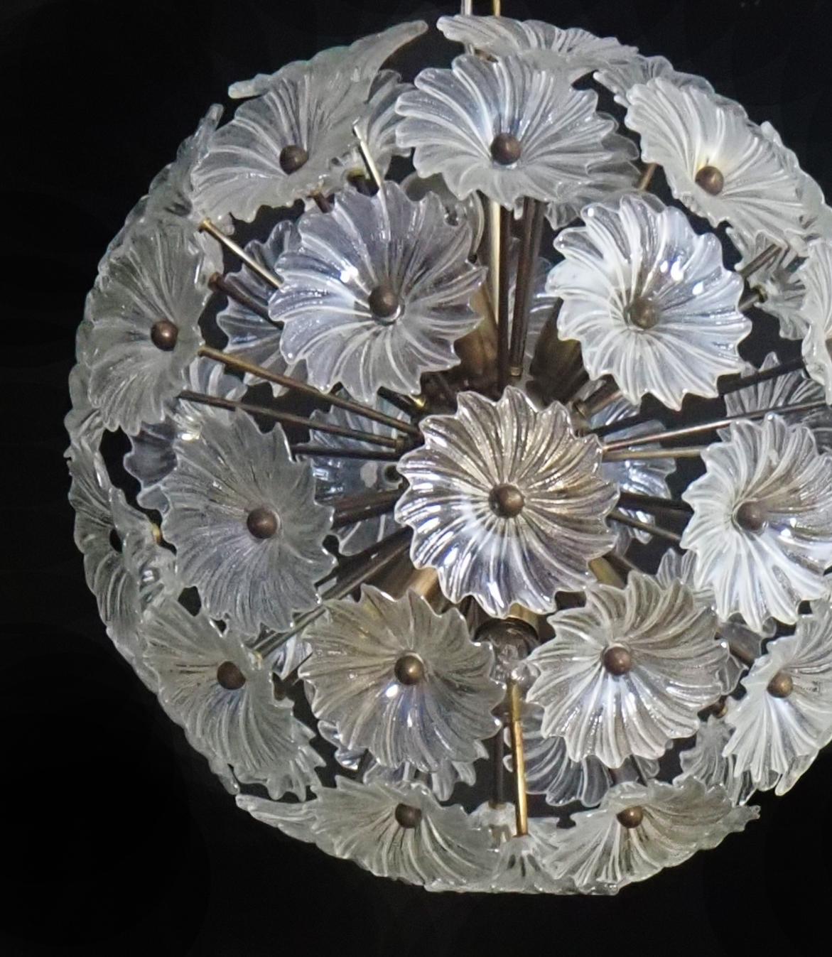 Pair Mid-Century Sputnik Italian crystal chandeliers  For Sale 8