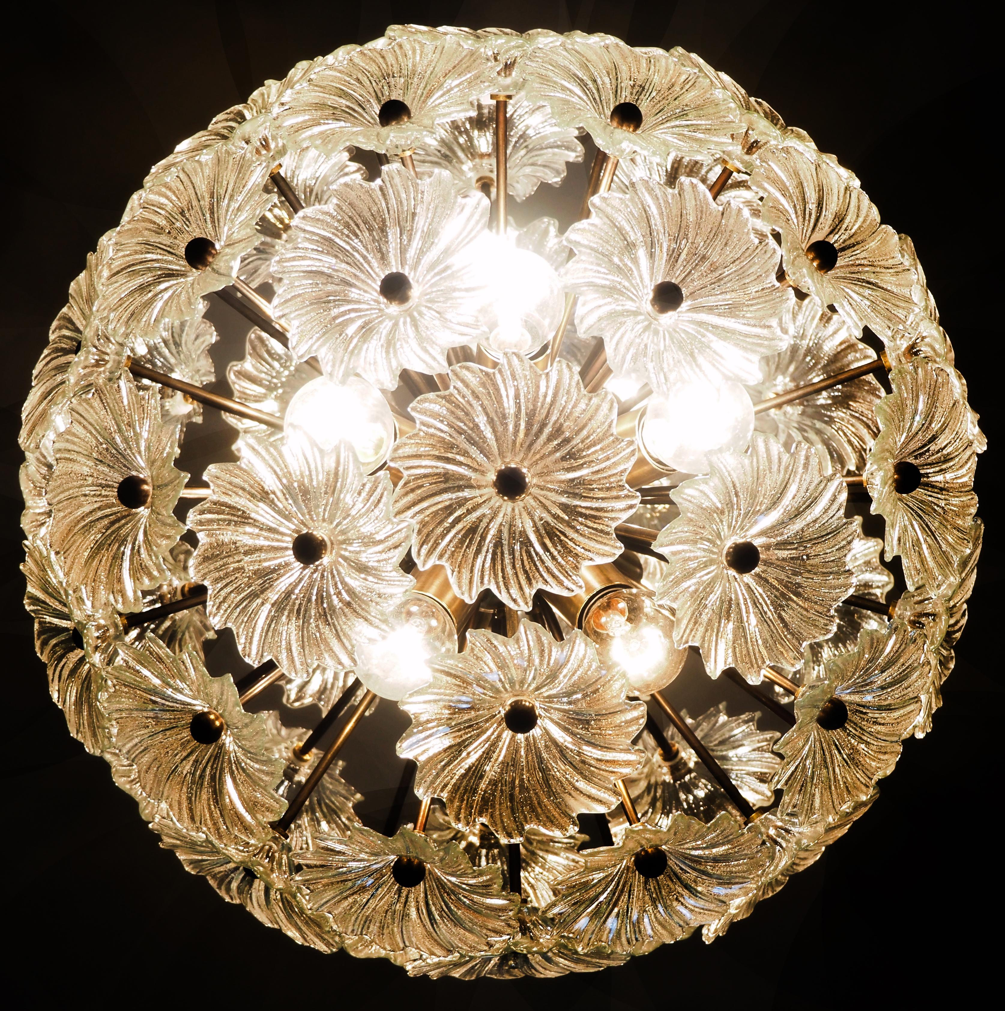 Pair Mid-Century Sputnik Italian crystal chandeliers  In Good Condition For Sale In Budapest, HU