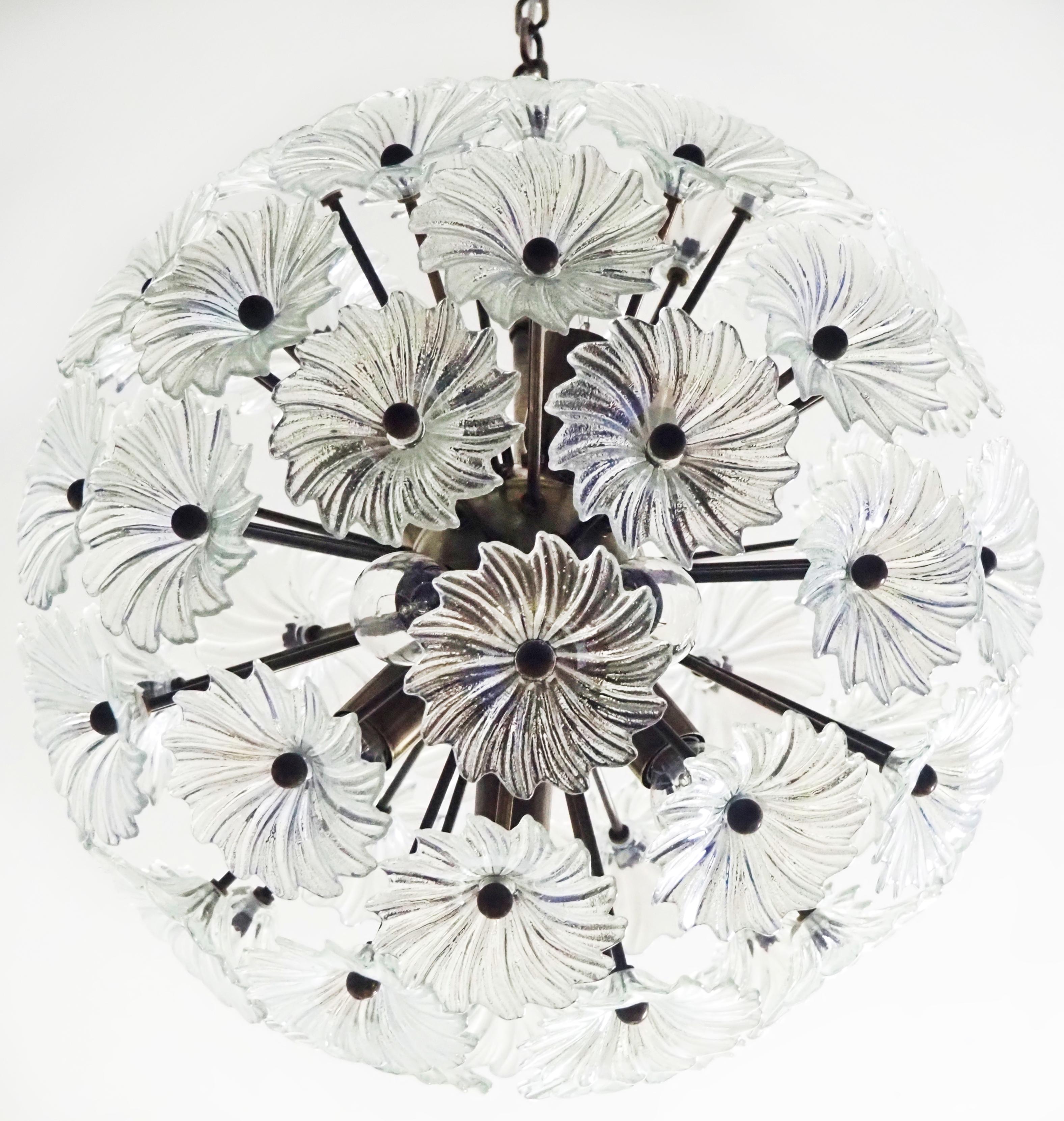 Pair Mid-Century Sputnik Italian crystal chandeliers  For Sale 1
