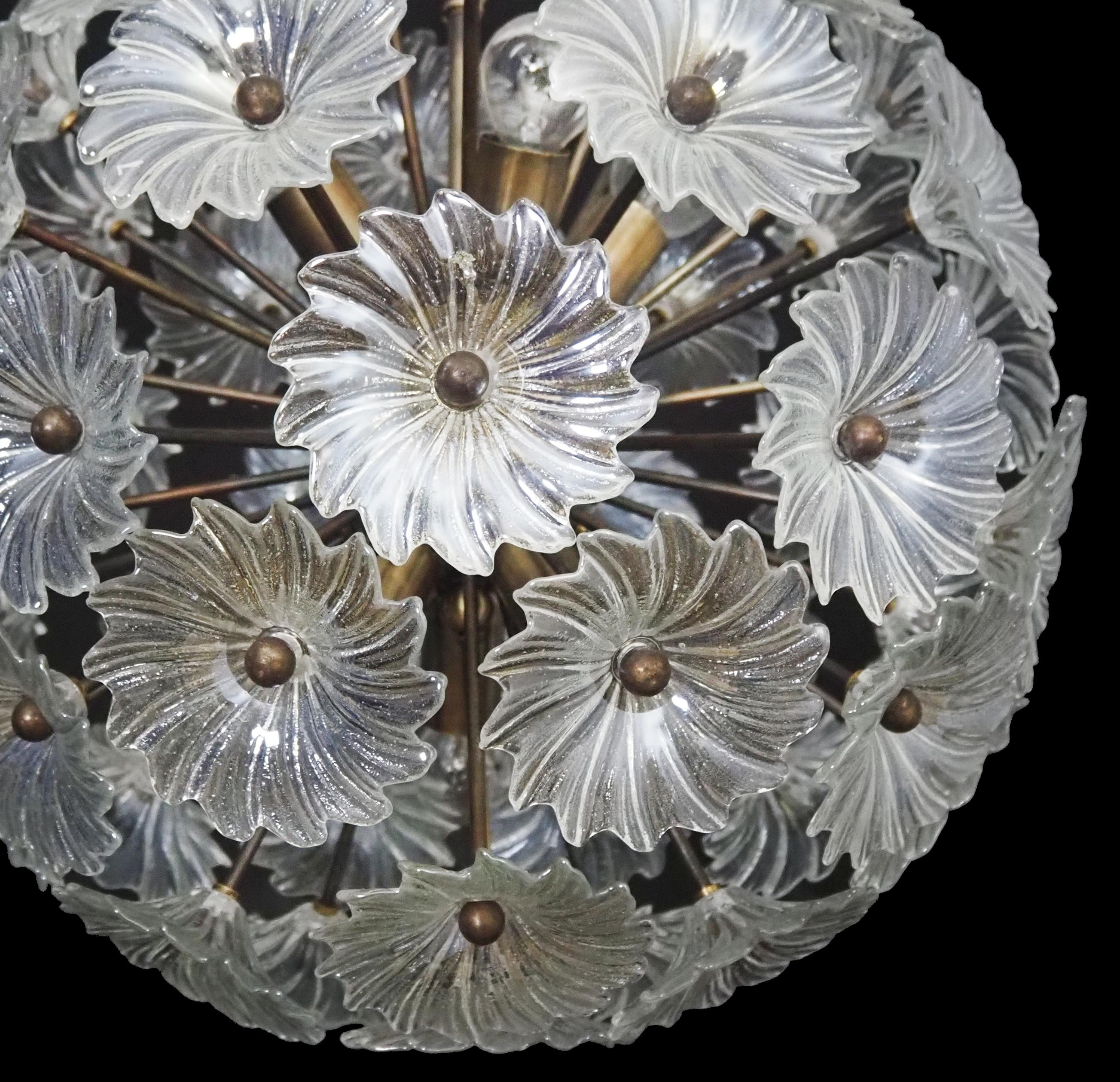 Pair Mid-Century Sputnik Italian crystal chandeliers  For Sale 3