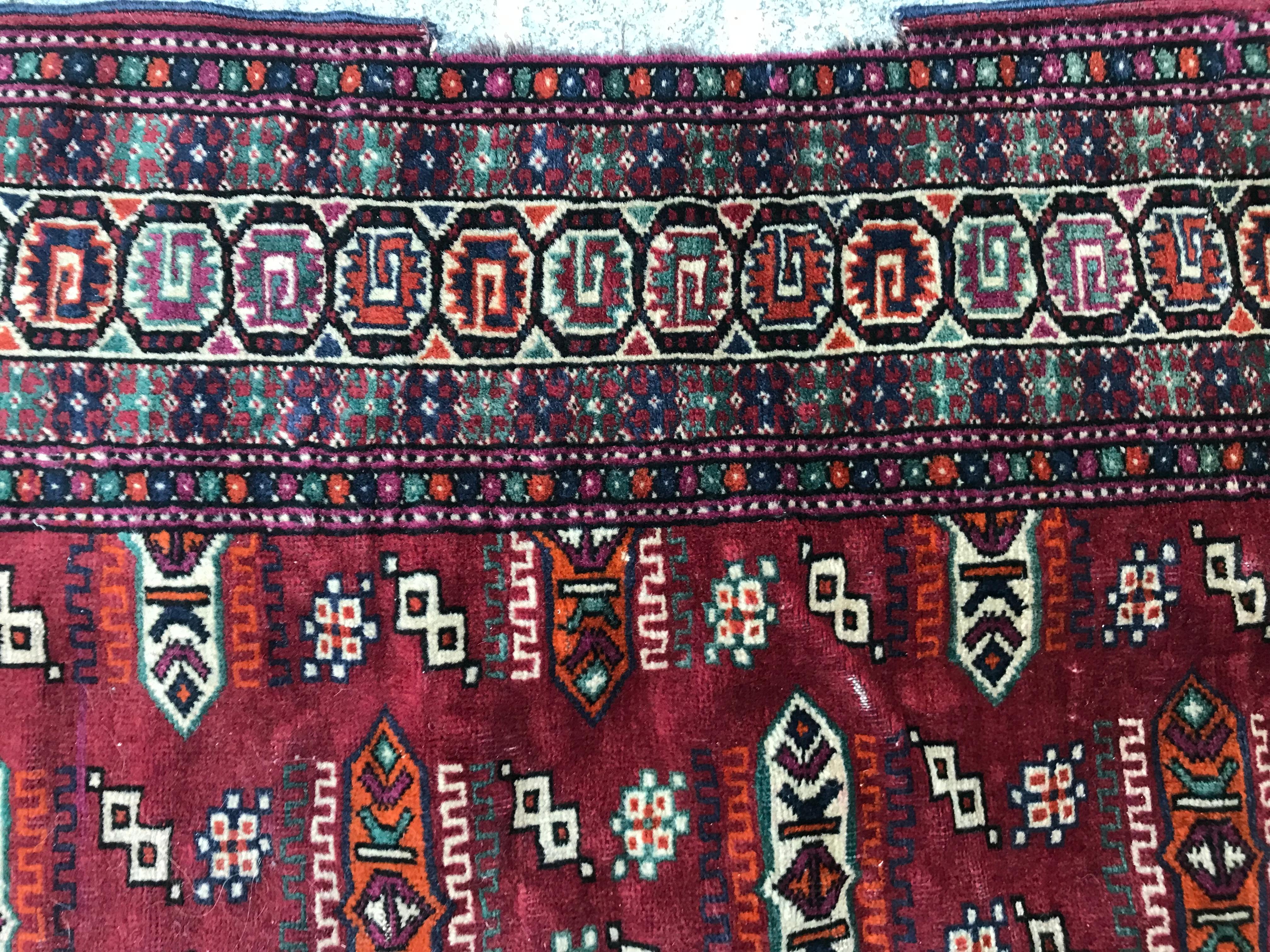 Bobyrug’s Beautiful Vintage Tekke Turkmen Boukhara Rug For Sale 3