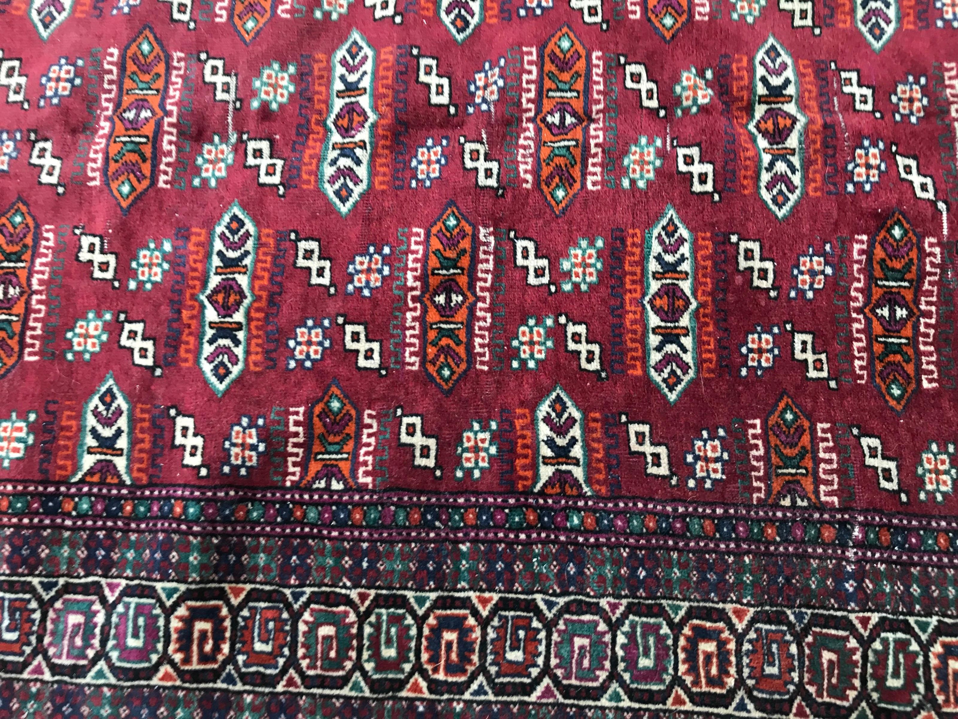 Hand-Knotted Beautiful Vintage Tekke Turkmen Boukhara Rug