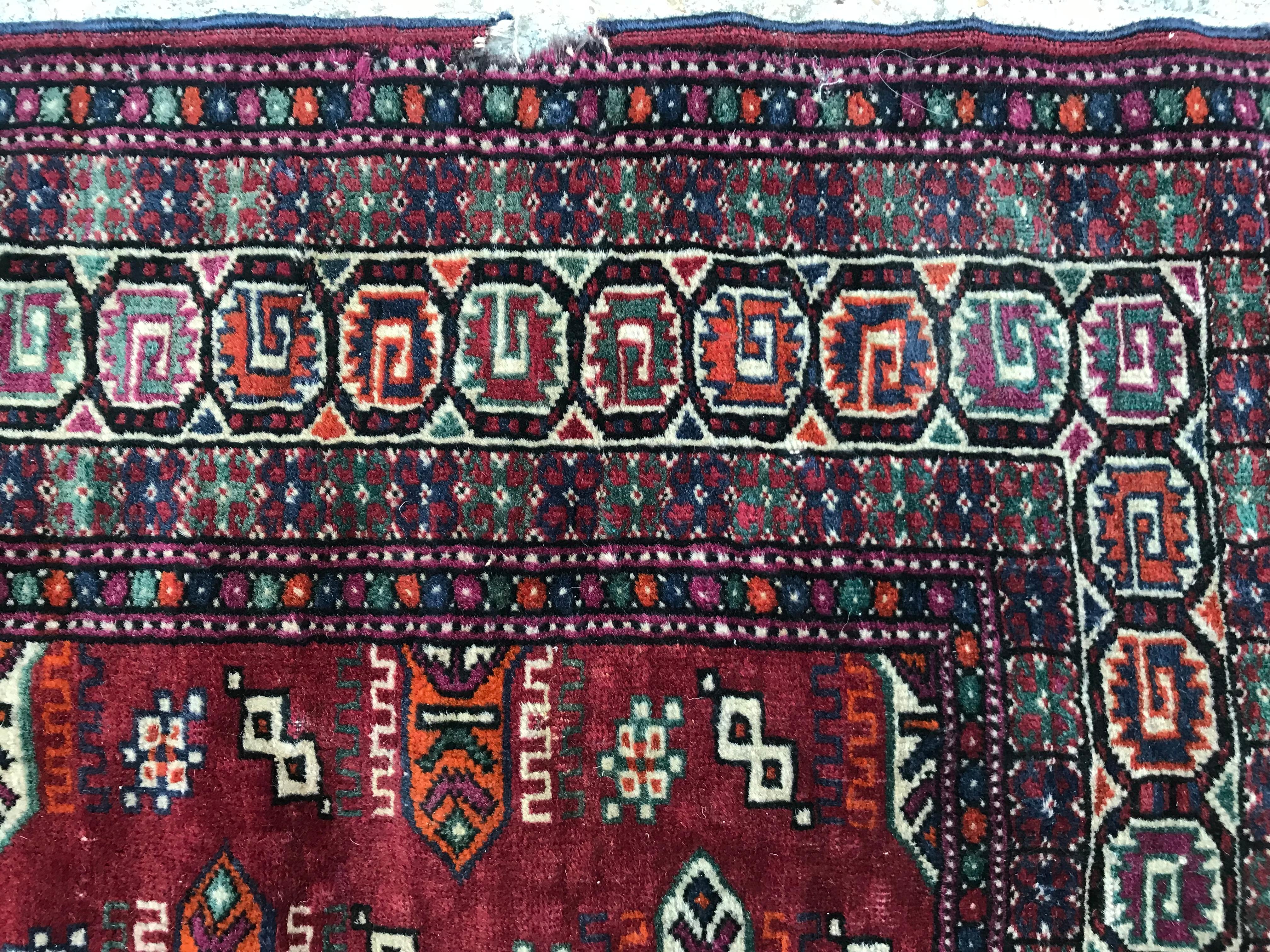 Bobyrug’s Beautiful Vintage Tekke Turkmen Boukhara Rug For Sale 2