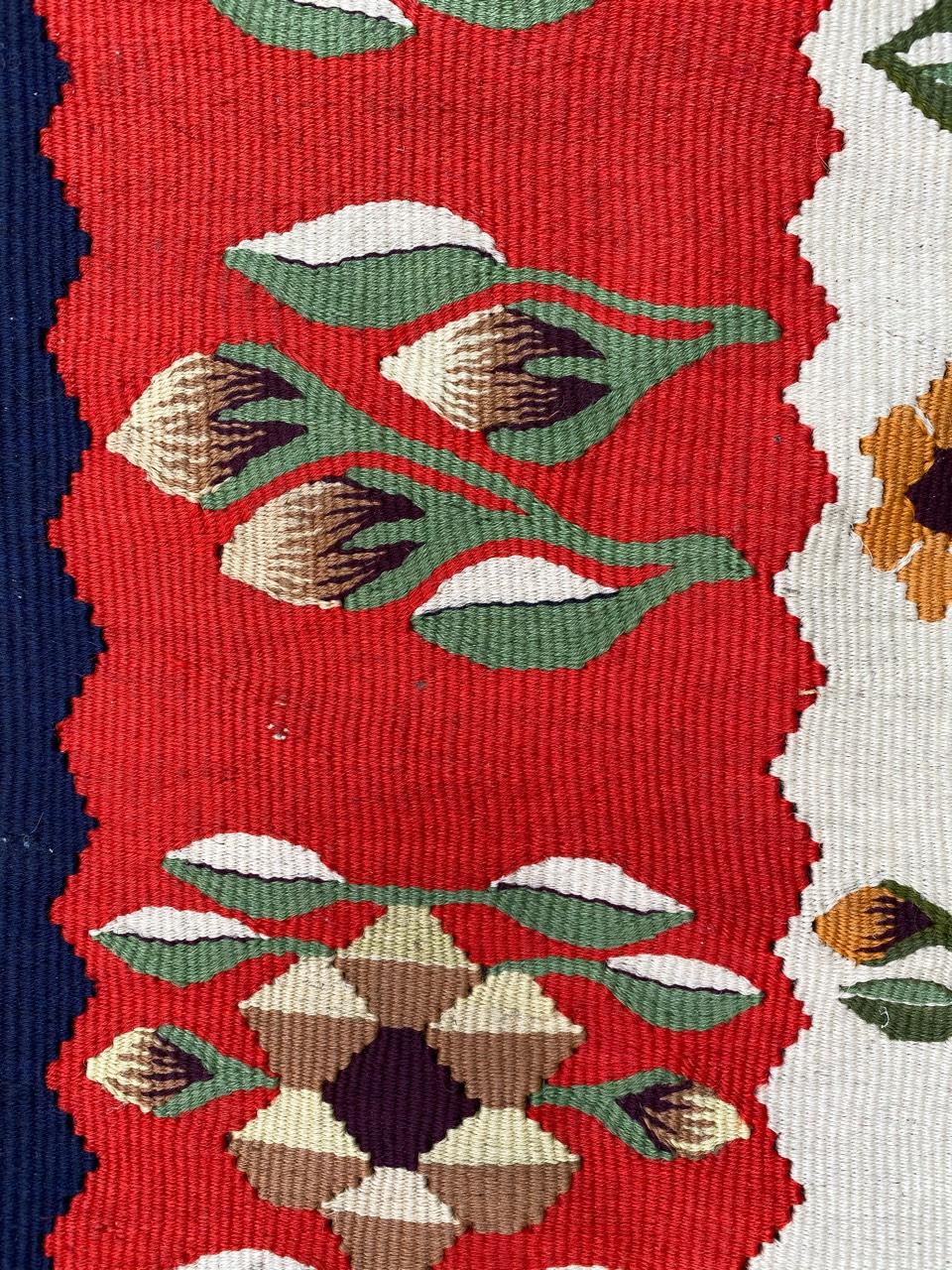 Wool Beautiful Vintage Transylvanian Floral Design Kilim