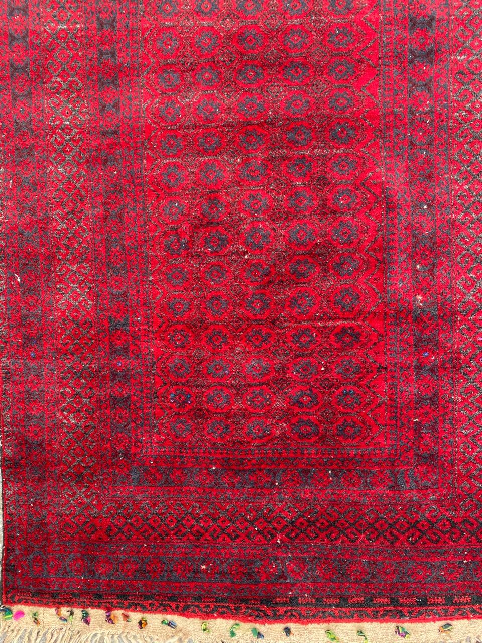 Hand-Knotted Beautiful Vintage Tribal Baluch Afghan Rug