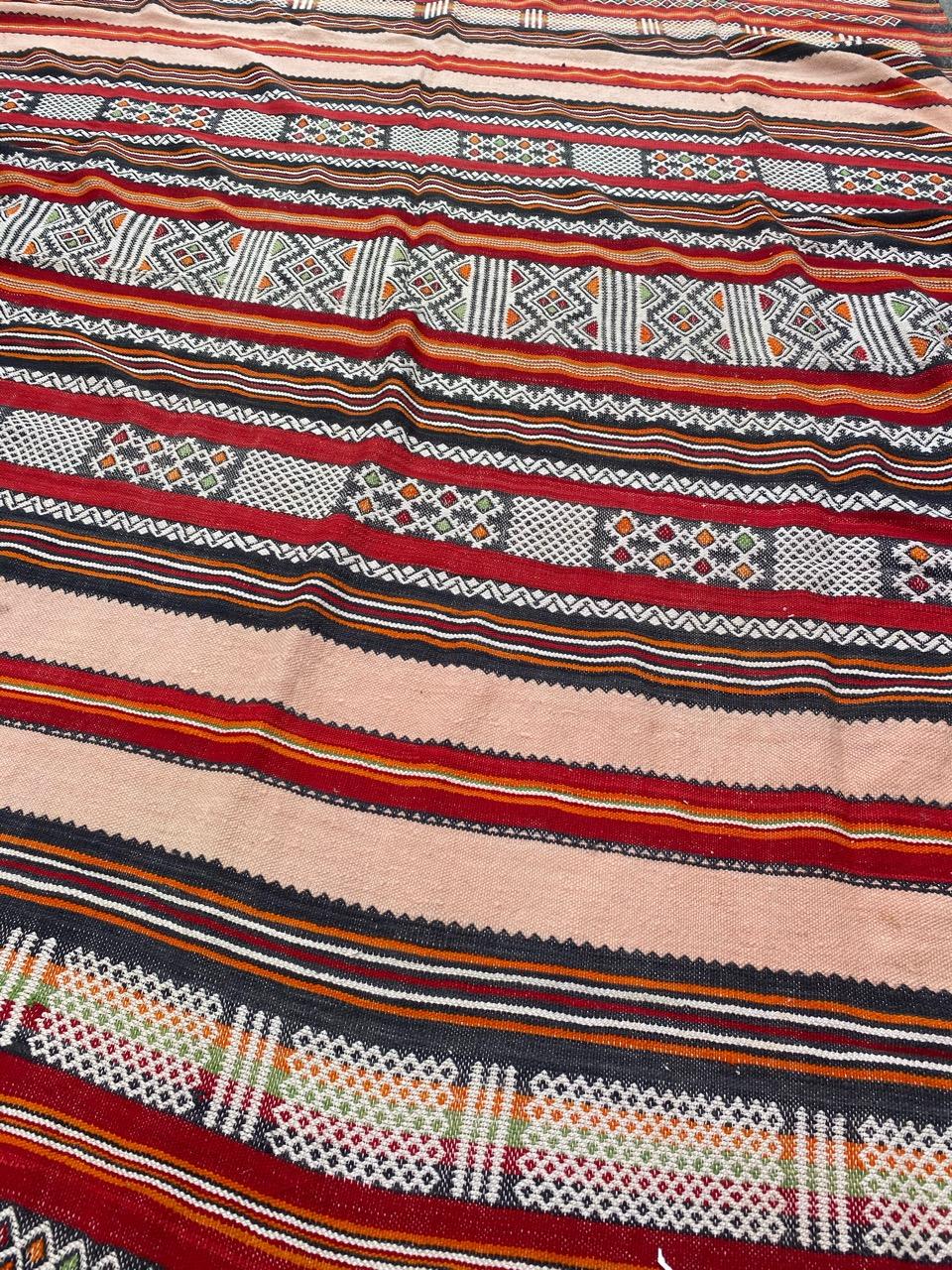 Bobyrug’s Beautiful Vintage Tribal Berbere Moroccan Kilim For Sale 9