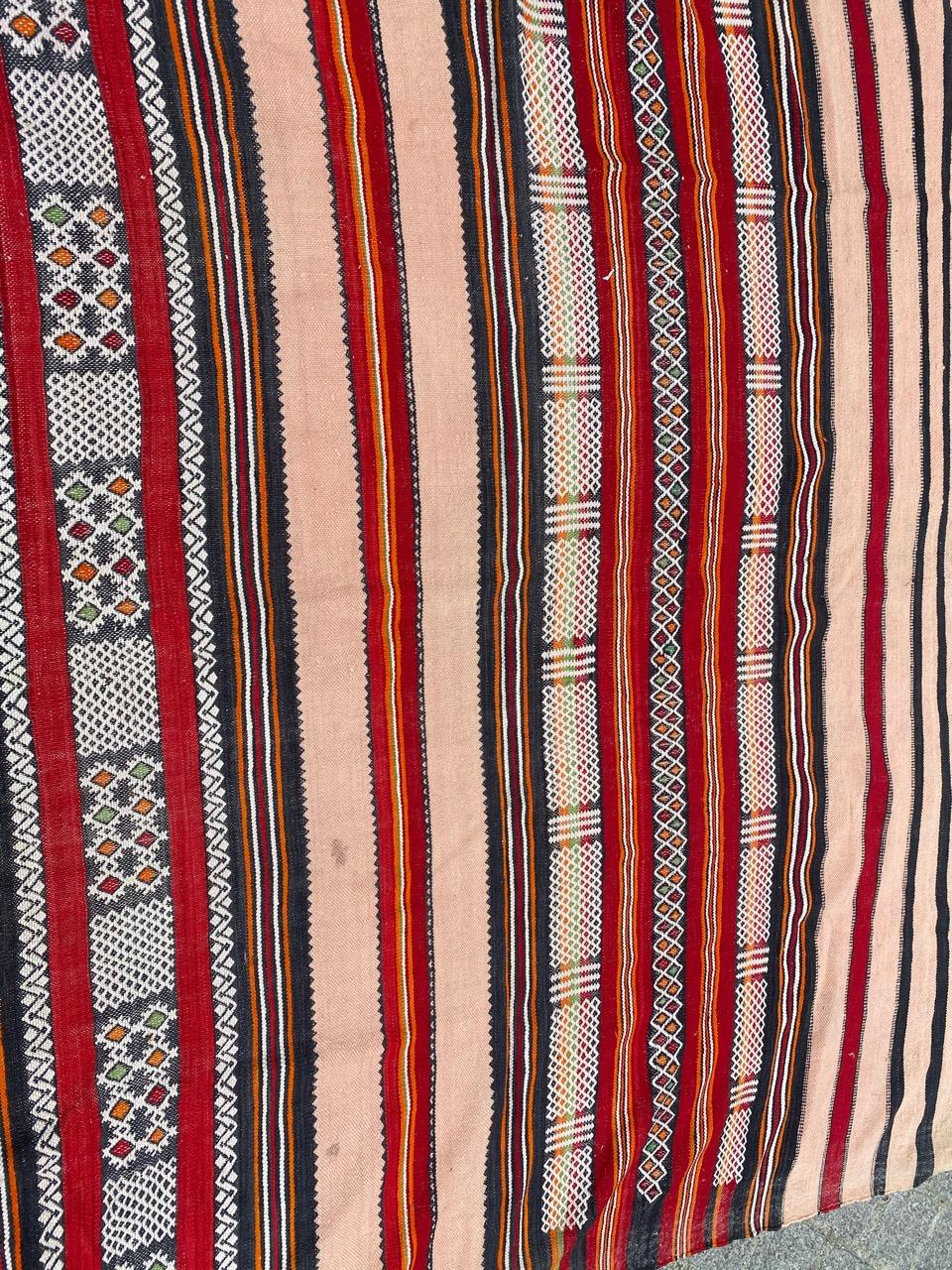 Bobyrug’s Beautiful Vintage Tribal Berbere Moroccan Kilim For Sale 1