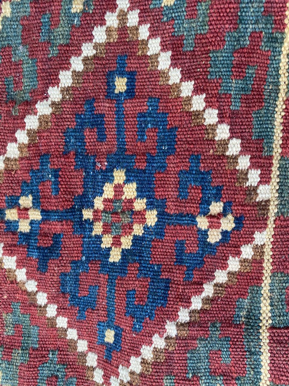 Beautiful Vintage Tribal Double Face Horse Cover Kilim In Good Condition For Sale In Saint Ouen, FR