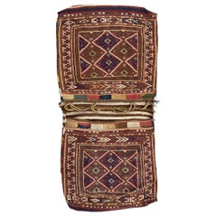 Magnifique tapis Kilim tribal vintage à double visage de cheval