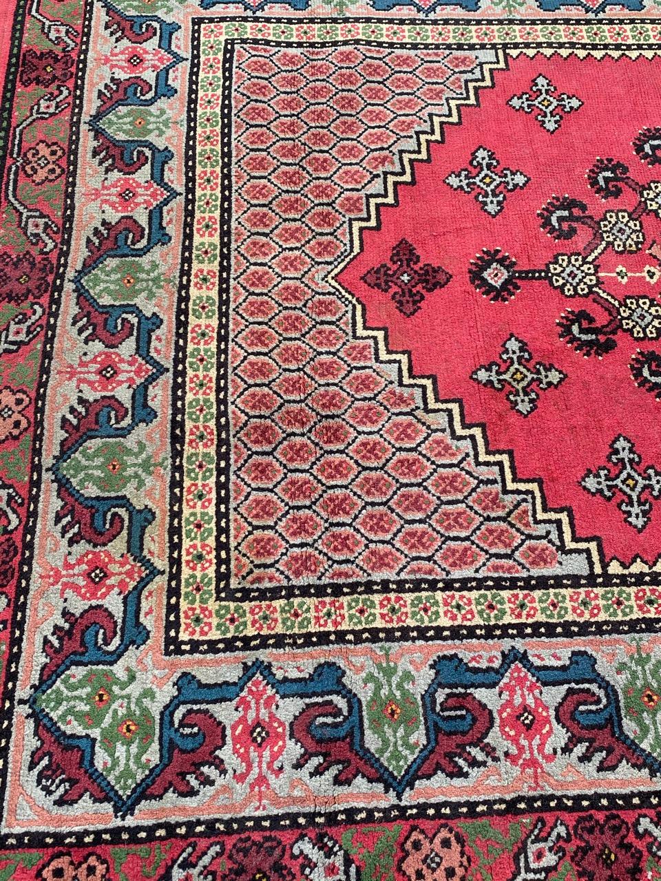 Hand-Knotted Bobyrug’s Beautiful Vintage Tunisian kairouan Rug For Sale