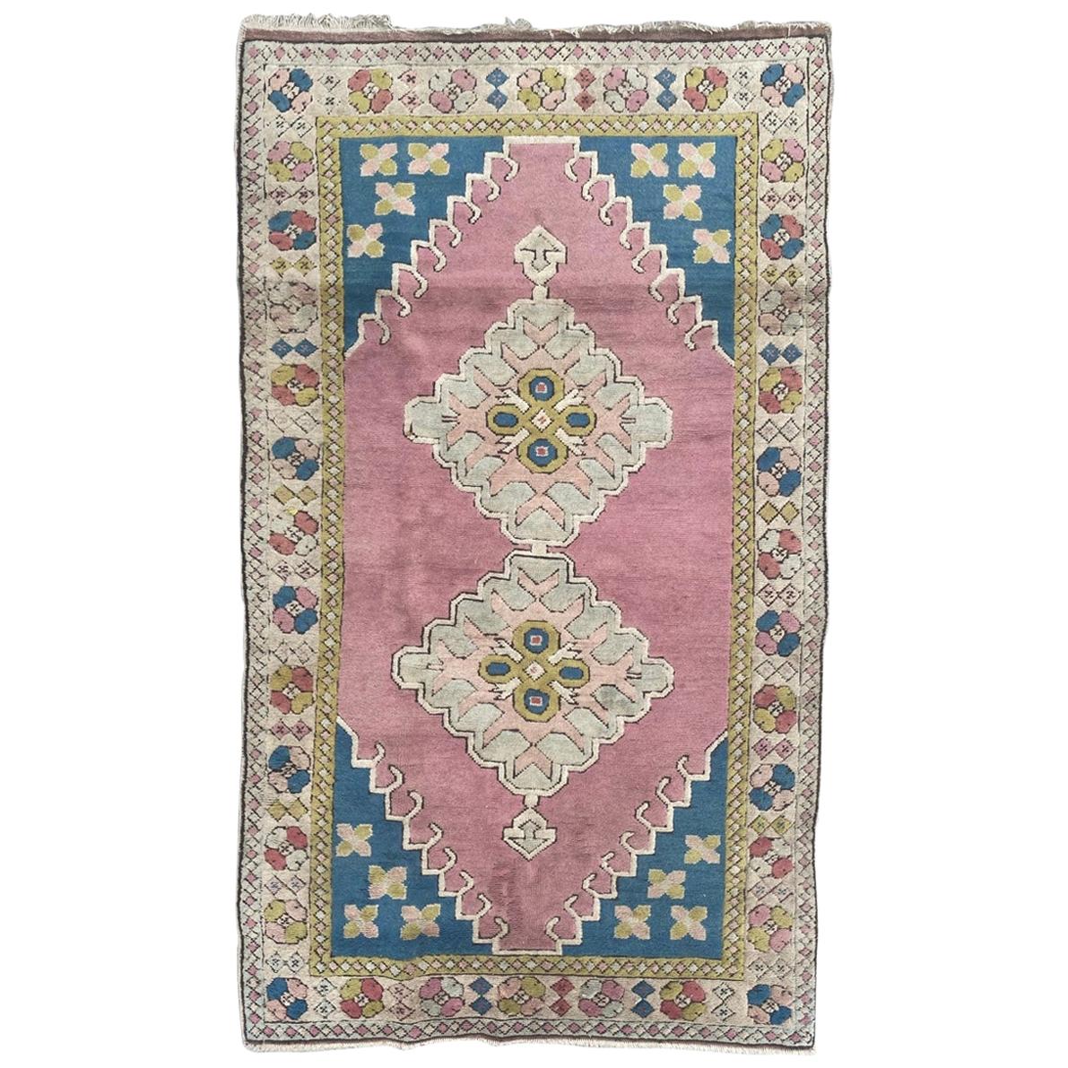 Bobyrug’s Beautiful Vintage Turkish Kars Rug For Sale