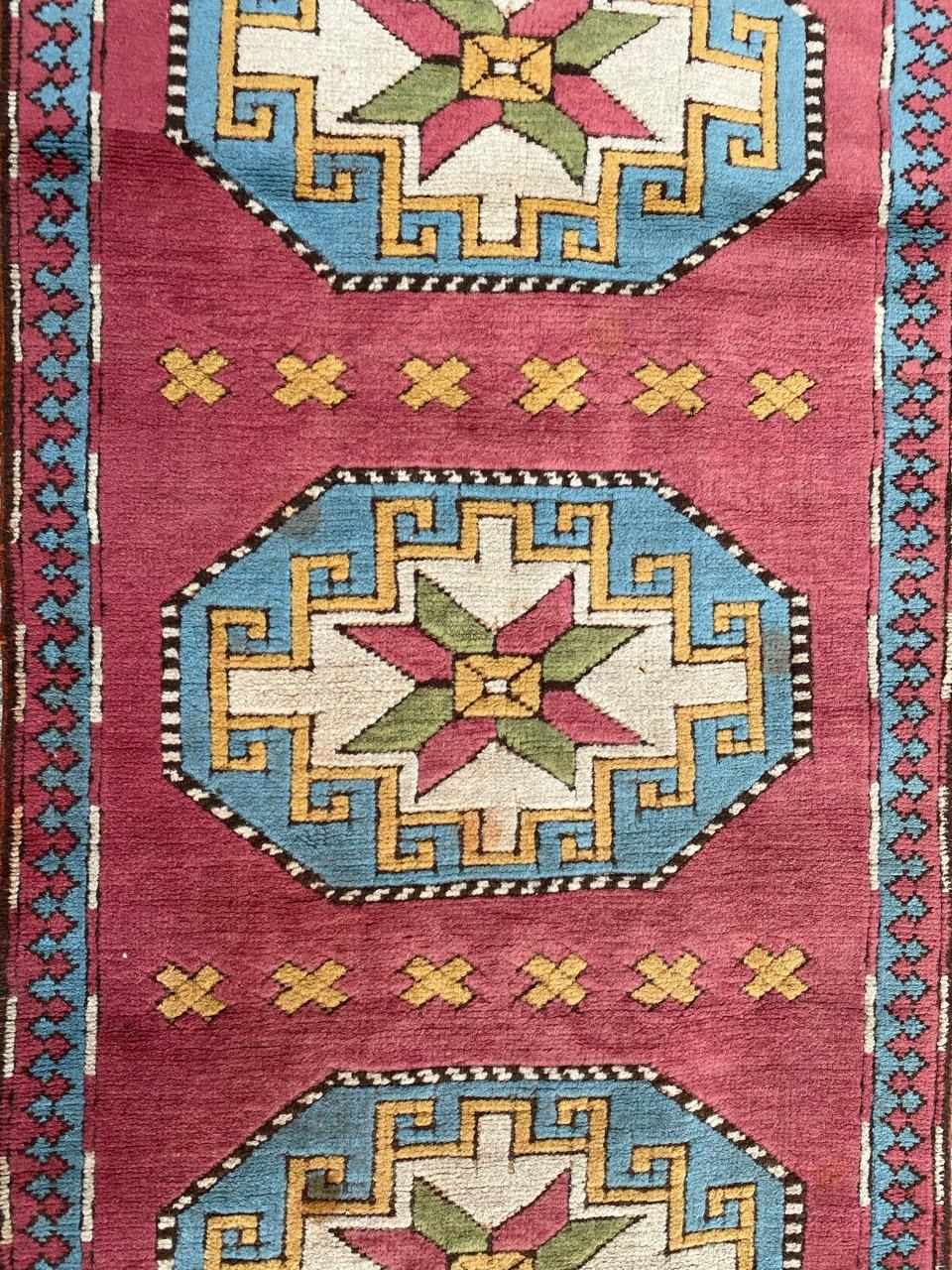 Hand-Knotted Beautiful Vintage Turkish Kars Runner For Sale