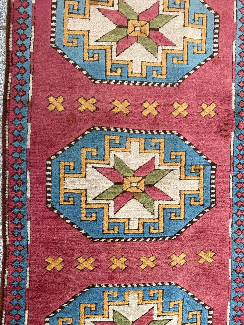 20th Century Beautiful Vintage Turkish Kars Runner For Sale