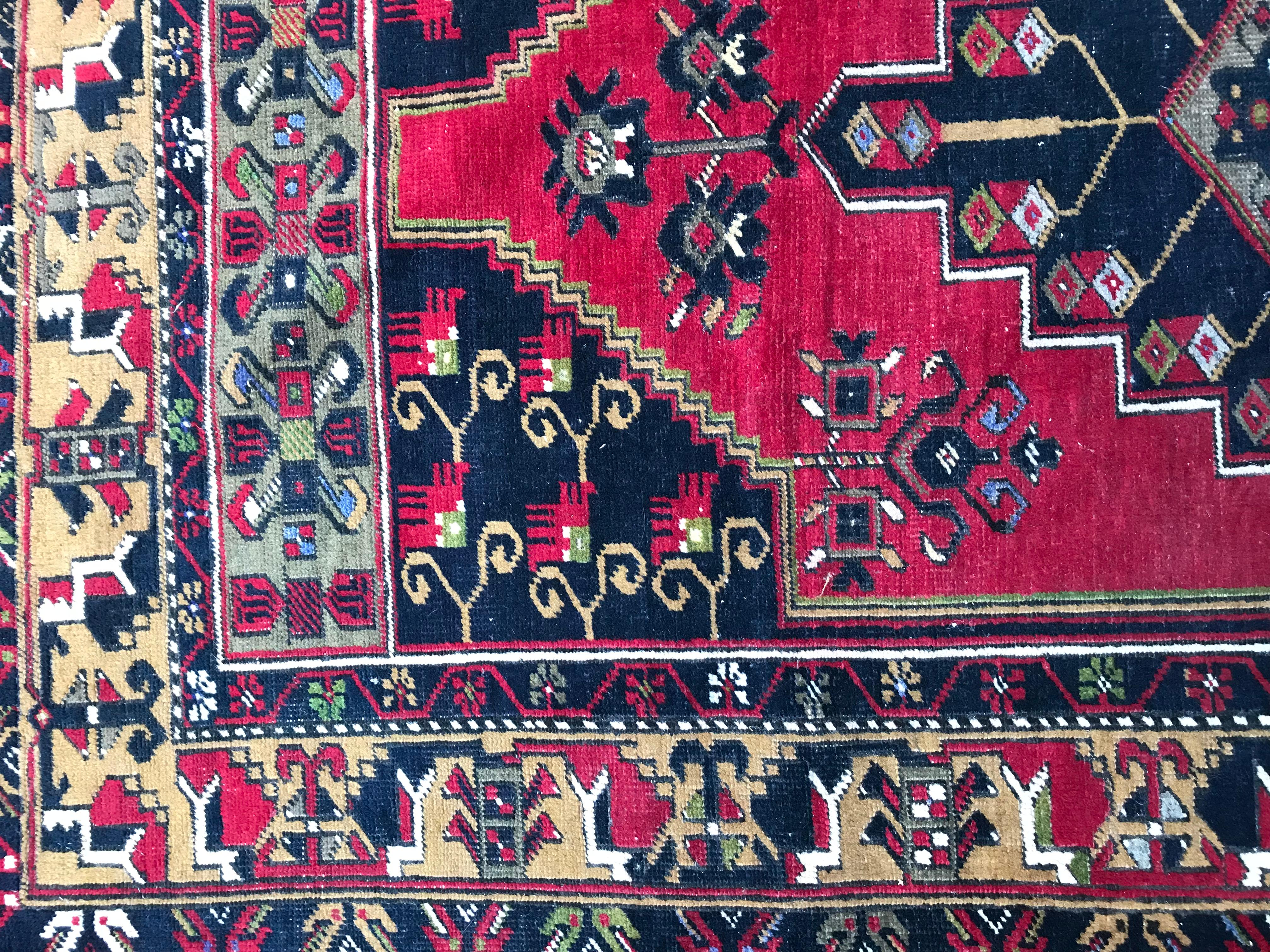 Hand-Knotted Beautiful Vintage Turkish Konya Rug