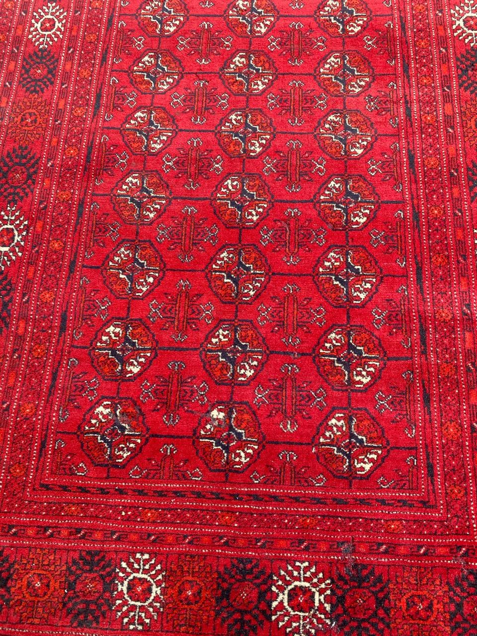 Rustic Beautiful Vintage Turkmen Afghan Bokhara Design Runner For Sale