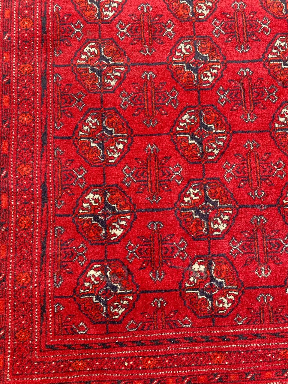 Beautiful Vintage Turkmen Afghan Bokhara Design Runner In Good Condition For Sale In Saint Ouen, FR