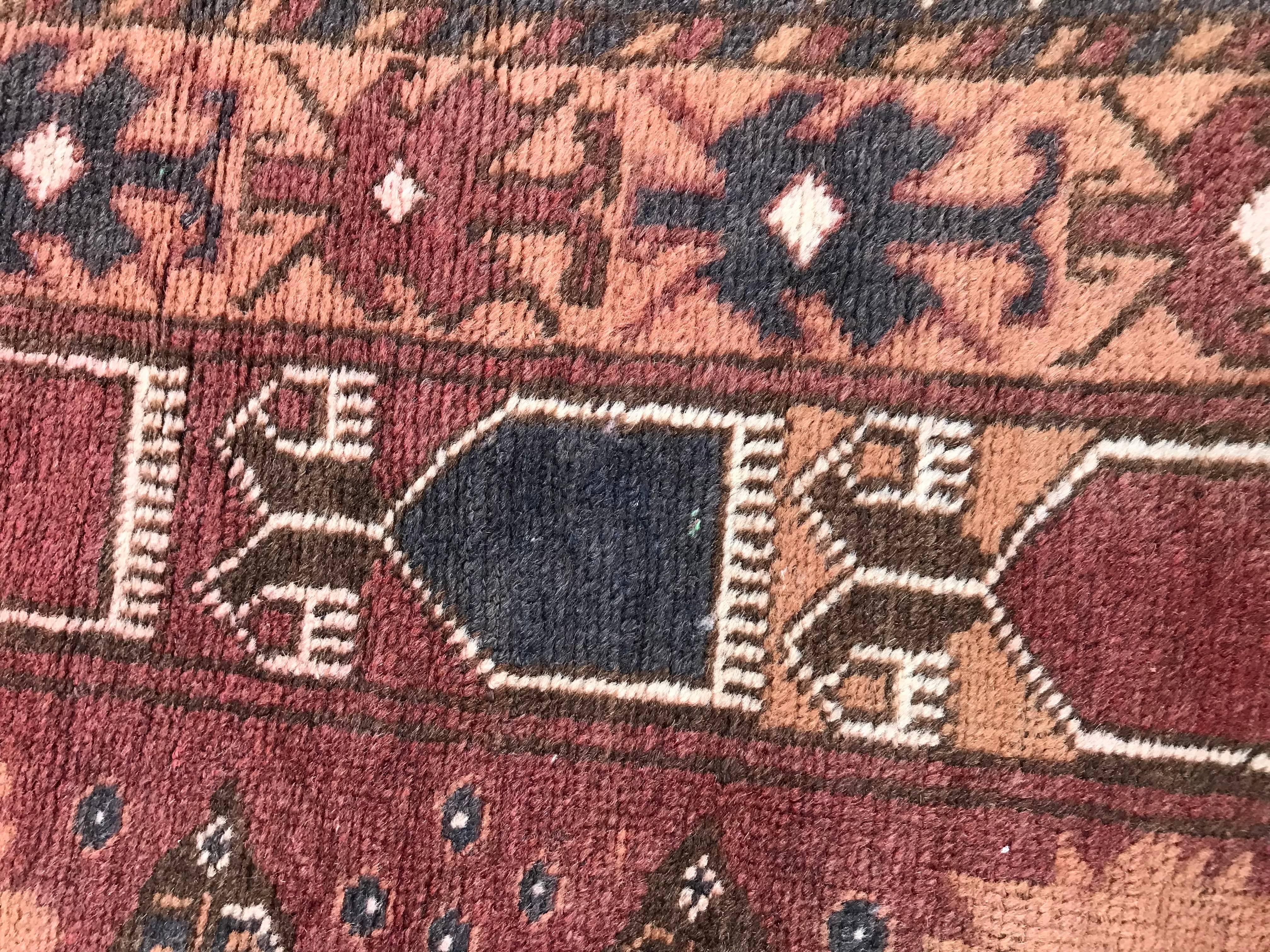 Beautiful Vintage Turkmen Afghan Rug 4