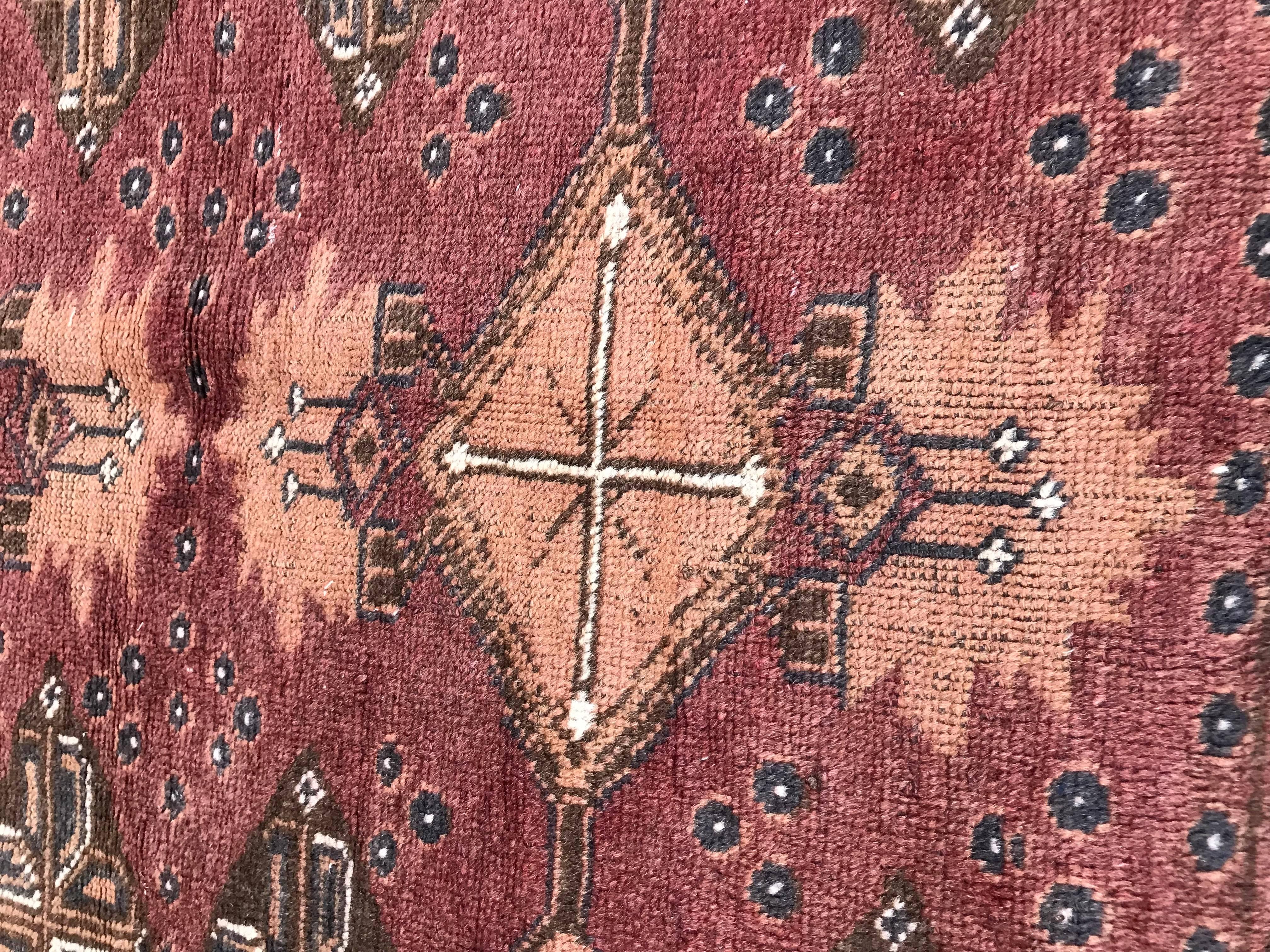 Hand-Knotted Bobyrug’s Beautiful Vintage Turkmen Afghan Rug