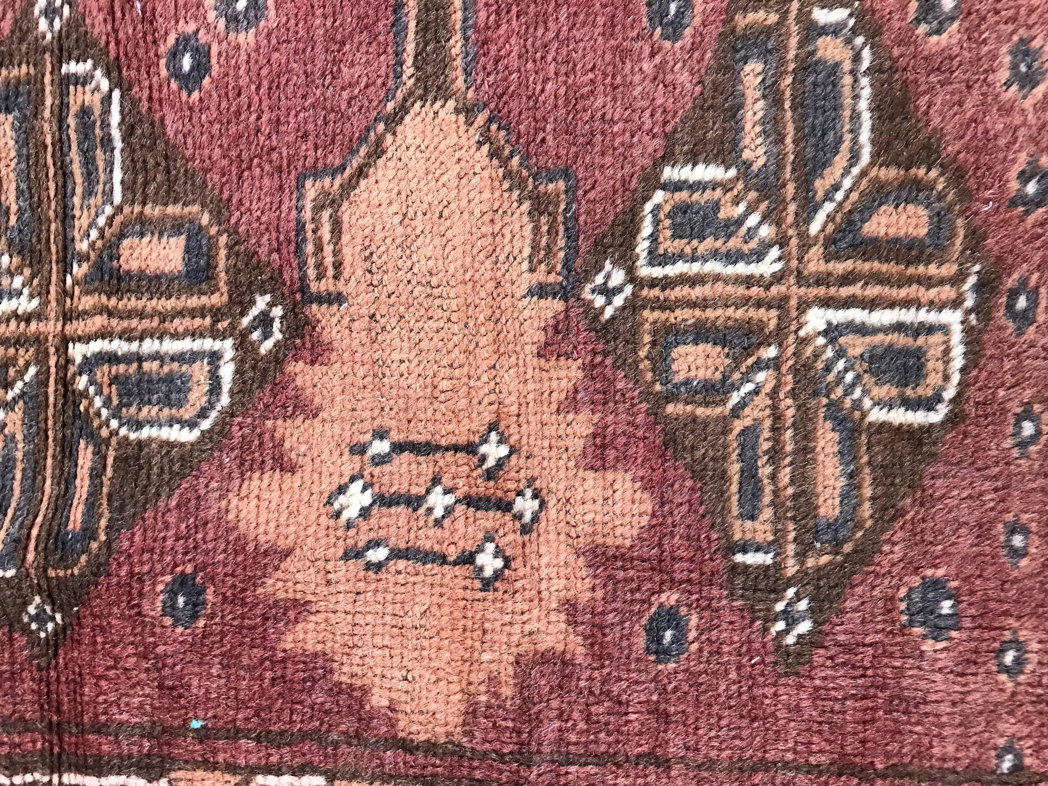 Wool Beautiful Vintage Turkmen Afghan Rug