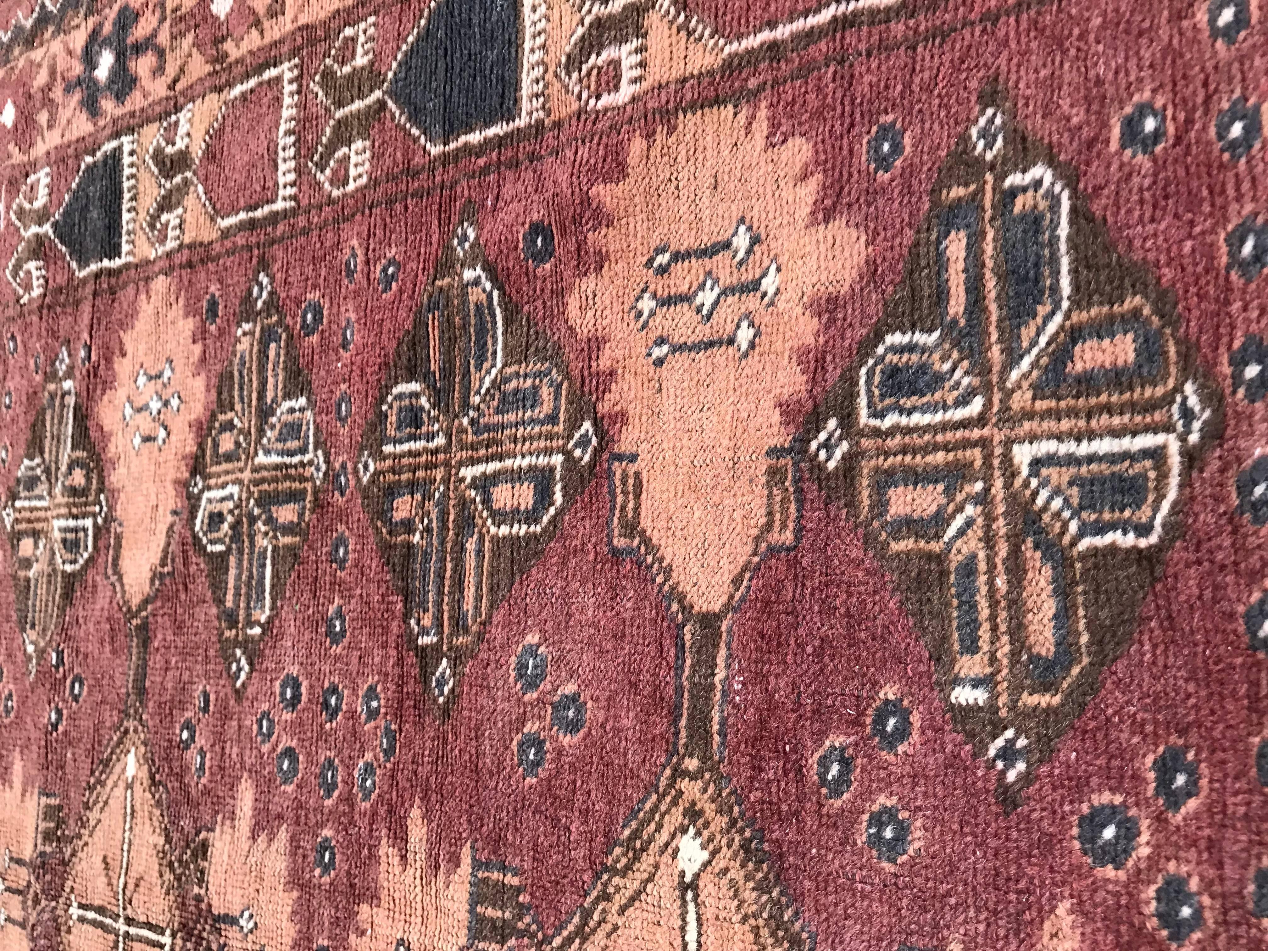 Beautiful Vintage Turkmen Afghan Rug 3