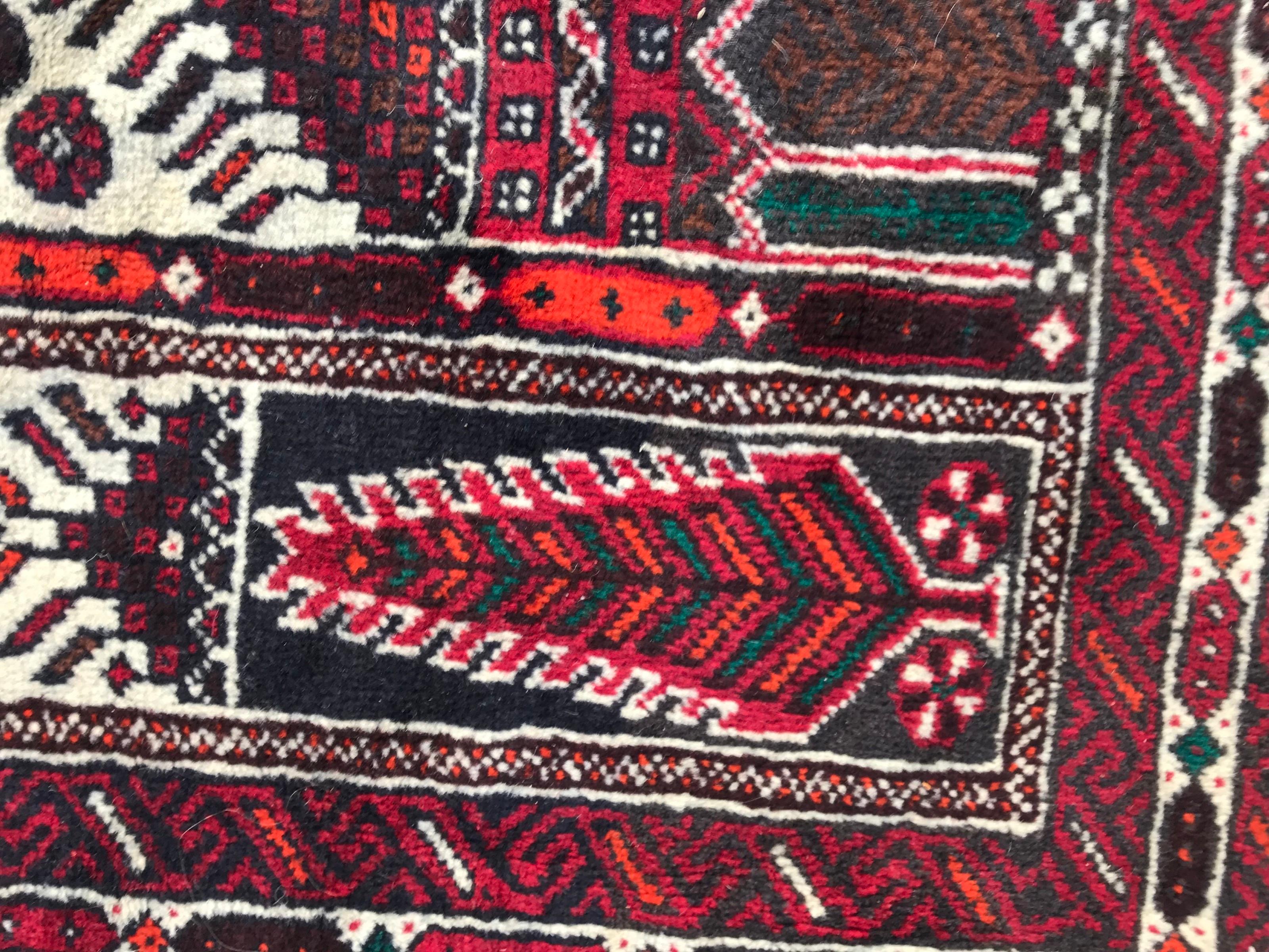 Tribal Bobyrug’s Beautiful Vintage Turkmen Baluch Rug For Sale