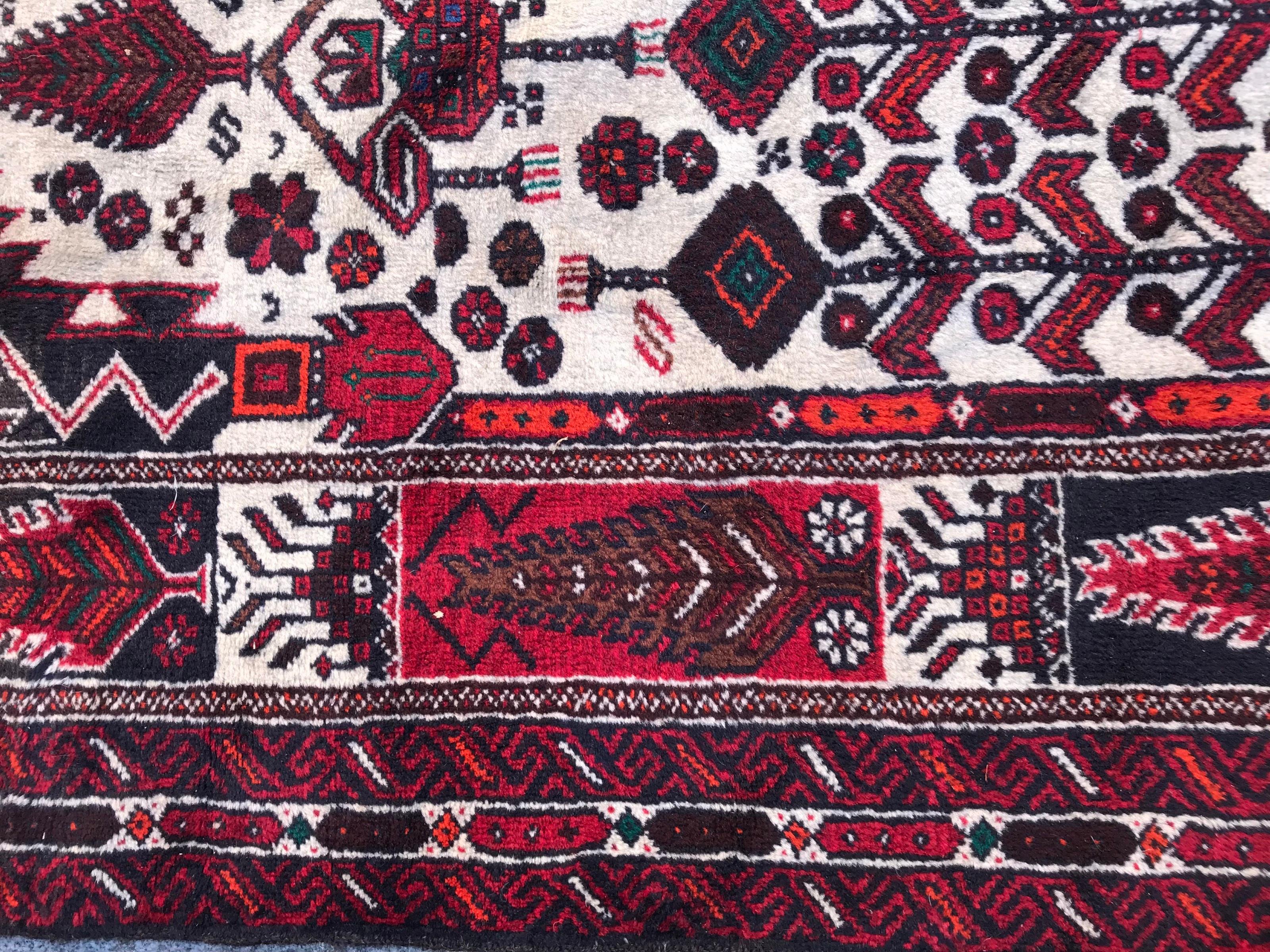 Wool Bobyrug’s Beautiful Vintage Turkmen Baluch Rug For Sale