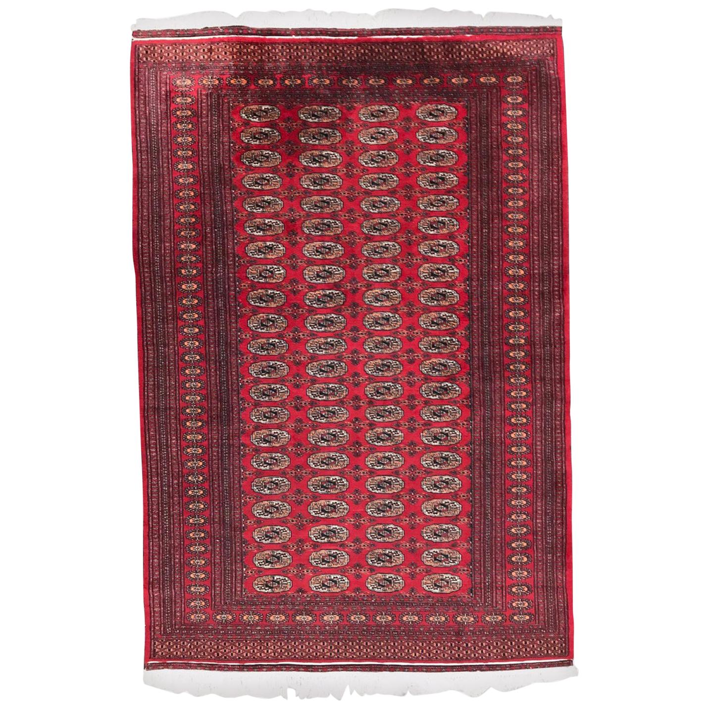 Beautiful Vintage Turkmen Boukhara Design Rug