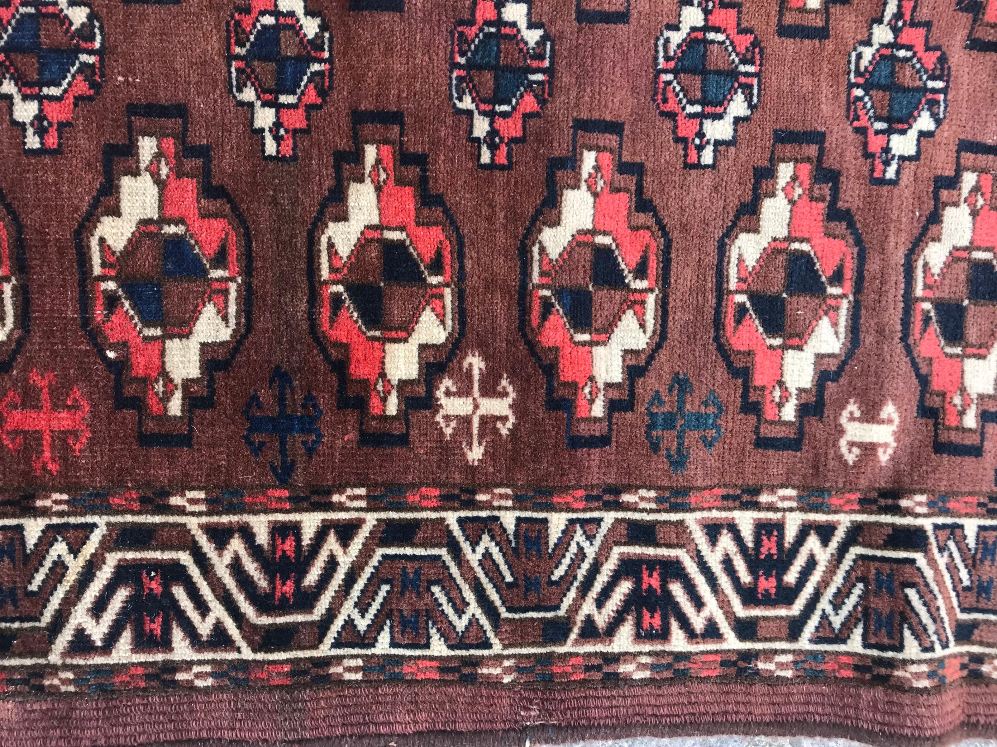 Bobyrug’s Beautiful Vintage Turkmen Rug For Sale 5