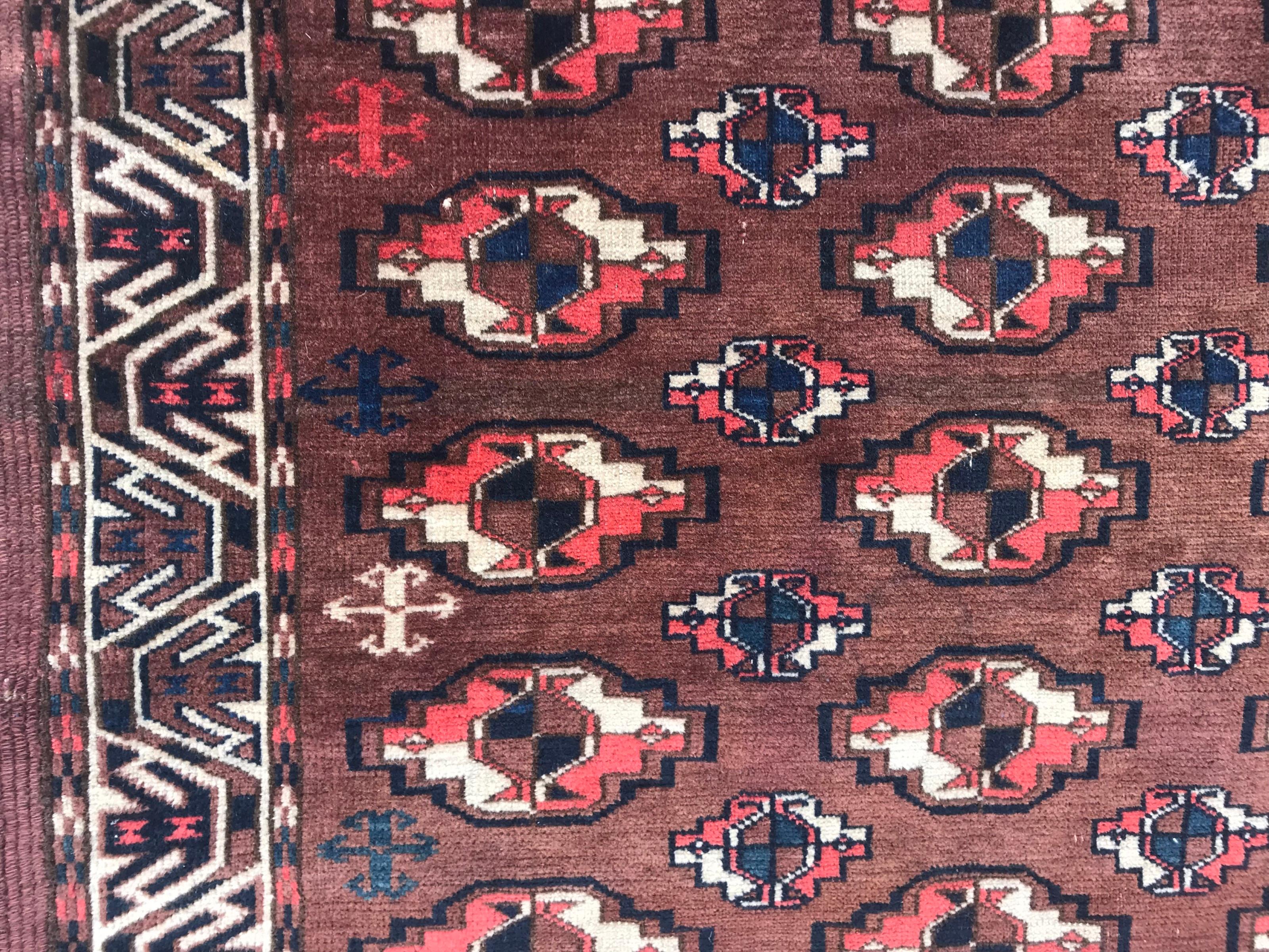 Wool Bobyrug’s Beautiful Vintage Turkmen Rug For Sale