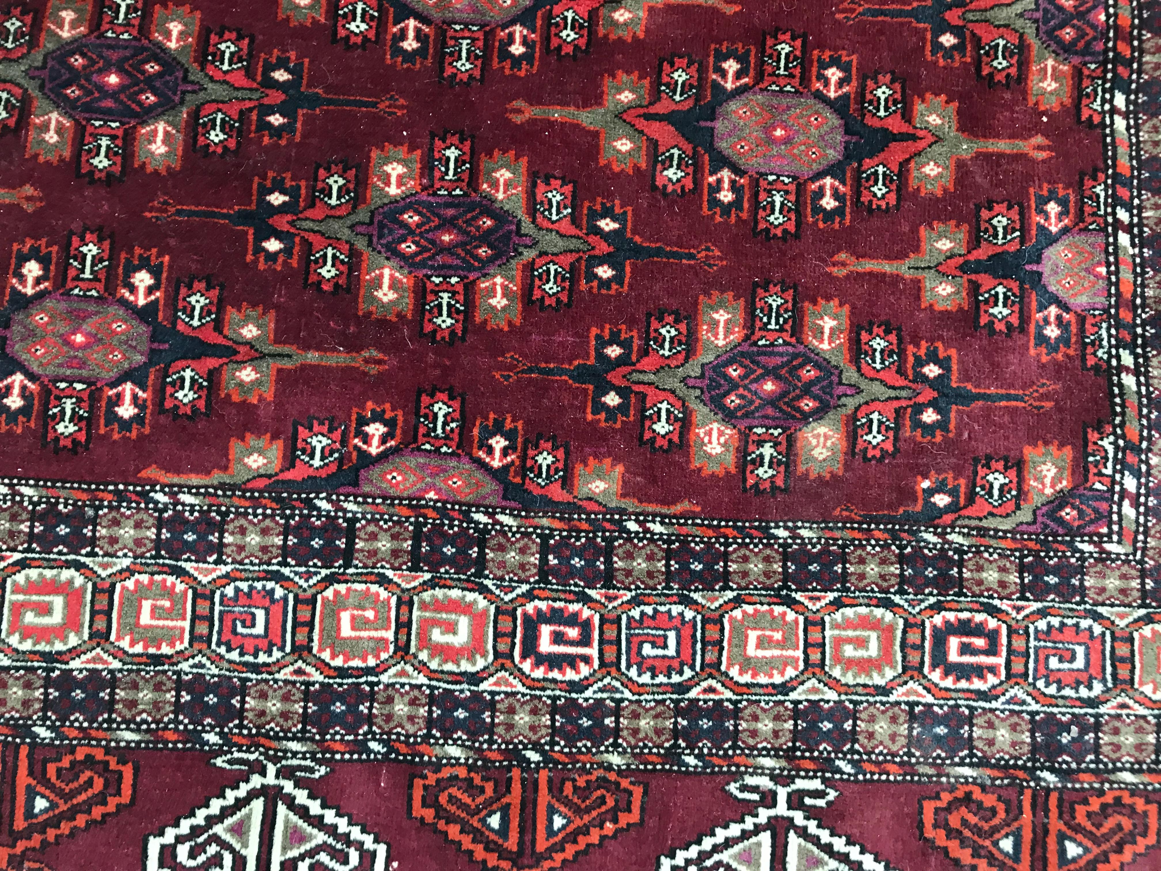 Hand-Knotted Beautiful Vintage Turkmen Tekke Afghan Rug