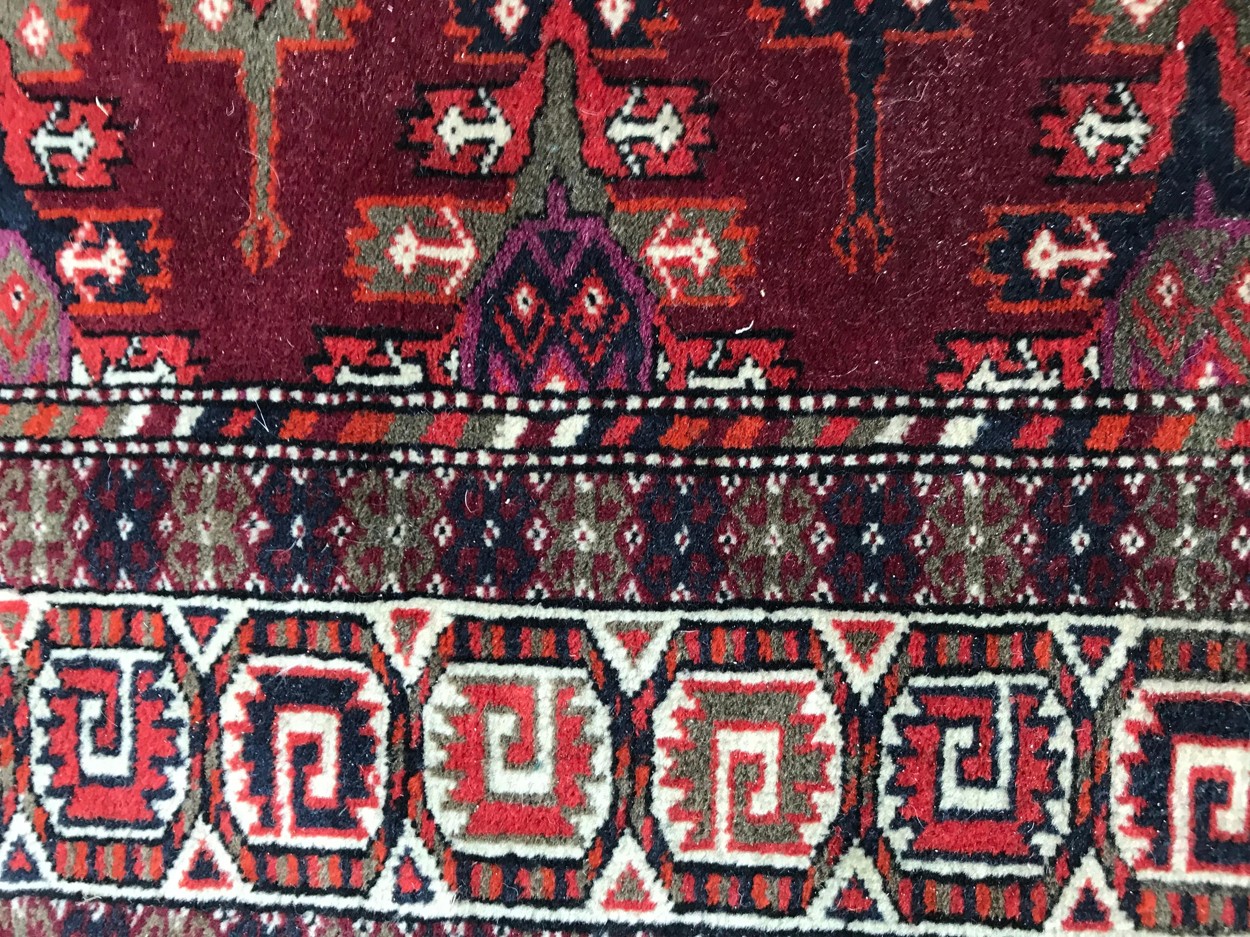 Bobyrug’s Beautiful Vintage Turkmen Tekke Afghan Rug In Good Condition For Sale In Saint Ouen, FR