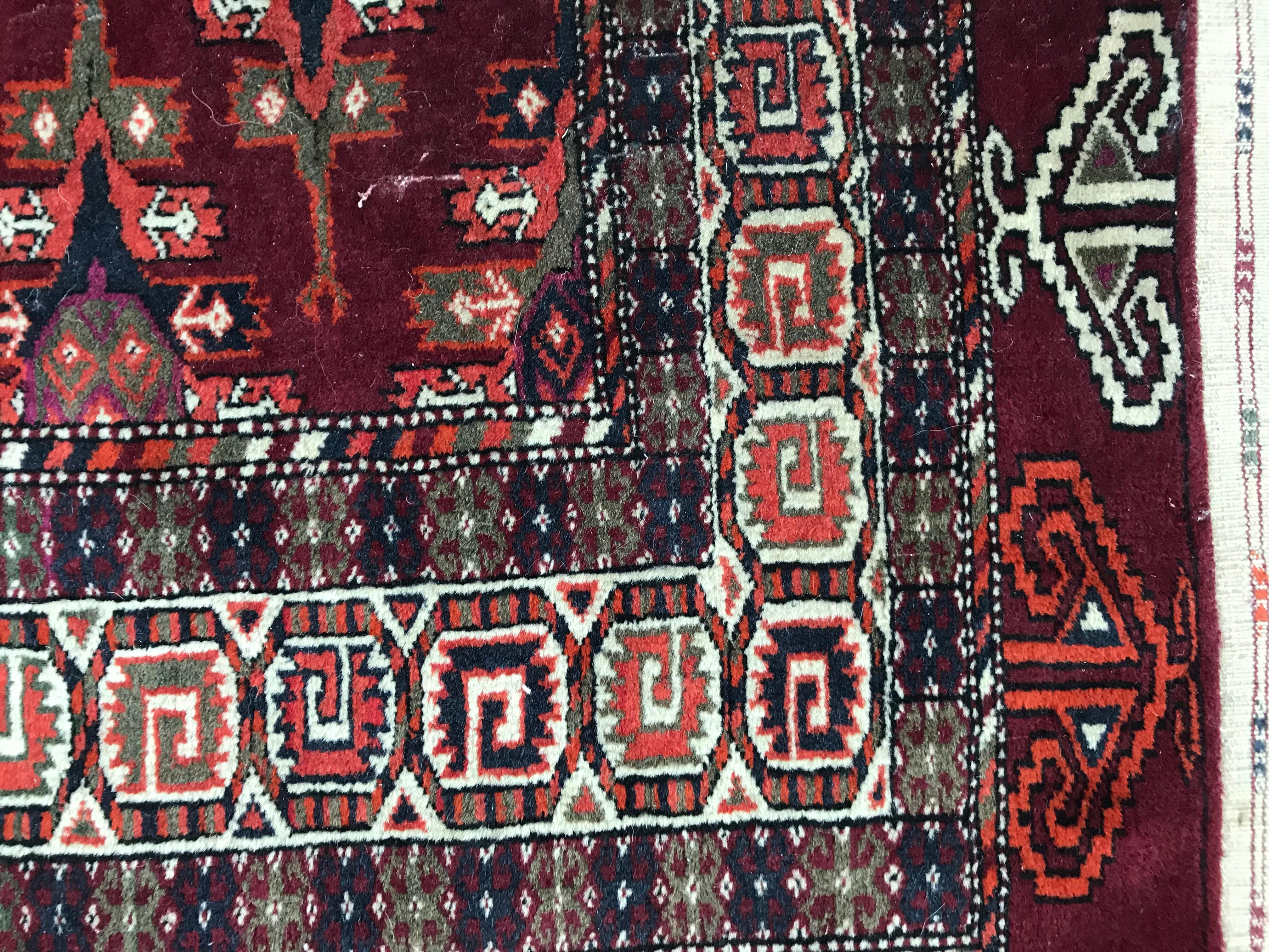 Bobyrug's Beautiful Vintage Turkmen Tekke Afghan Rug im Zustand „Gut“ im Angebot in Saint Ouen, FR