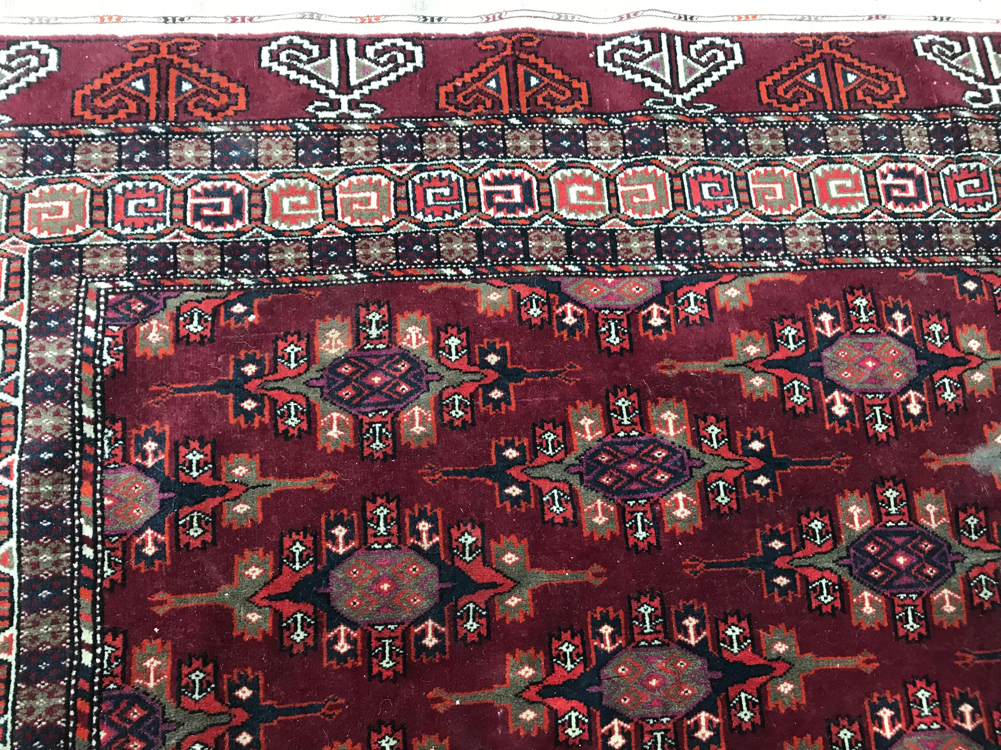 Bobyrug's Beautiful Vintage Turkmen Tekke Afghan Rug (20. Jahrhundert) im Angebot