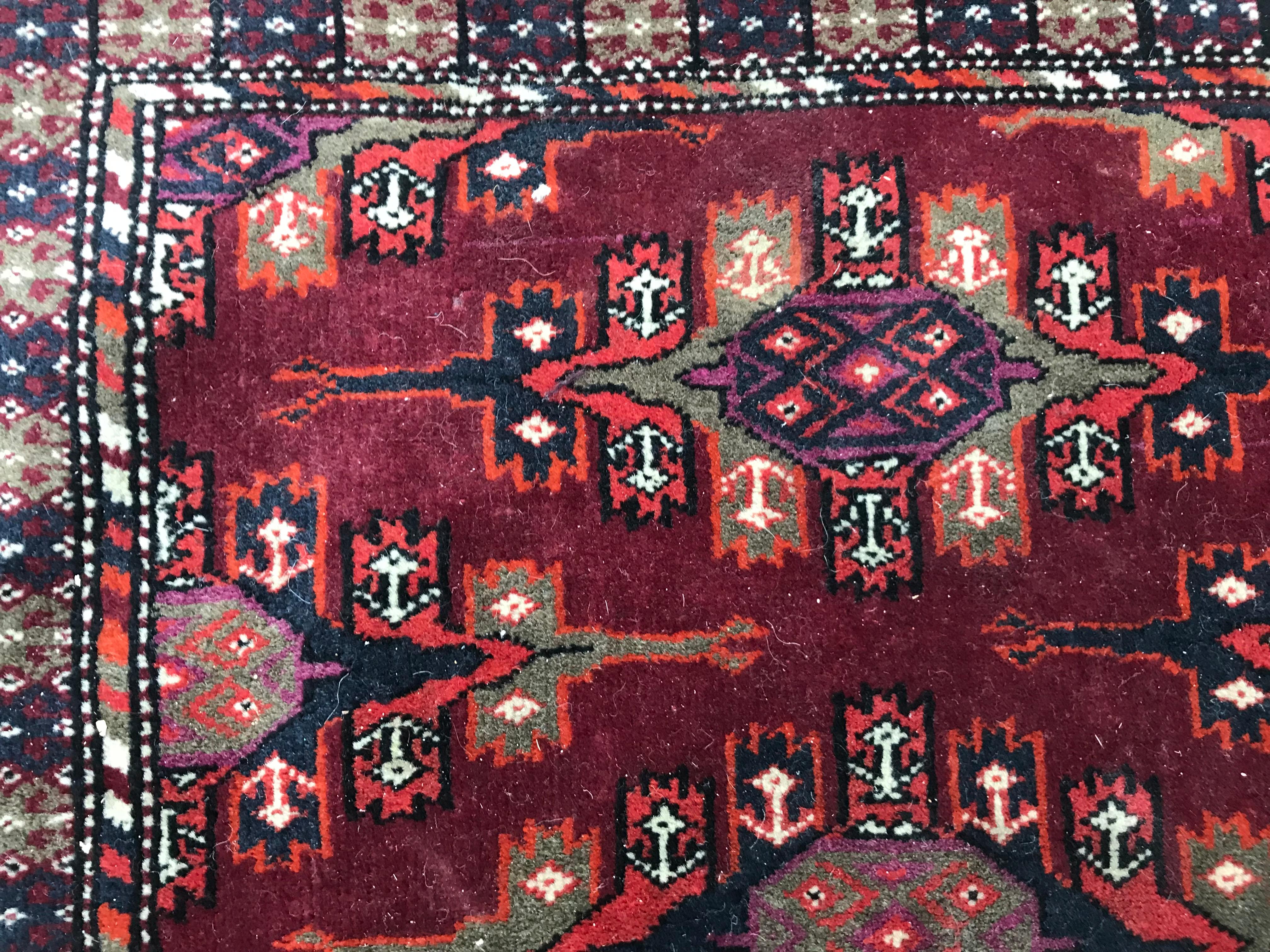Bobyrug's Beautiful Vintage Turkmen Tekke Afghan Rug (Wolle) im Angebot