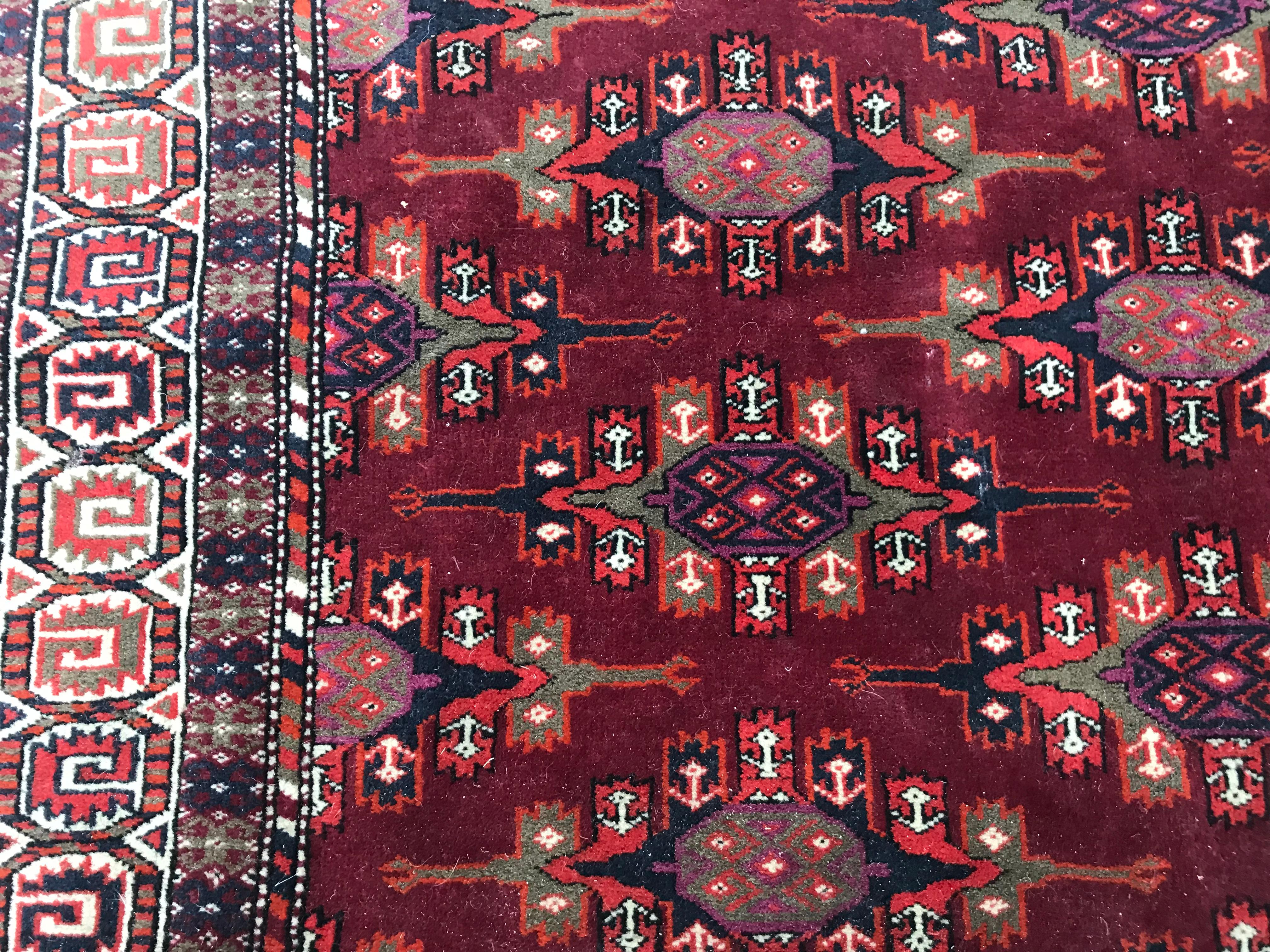 Bobyrug's Beautiful Vintage Turkmen Tekke Afghan Rug im Angebot 1