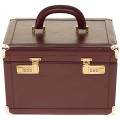 Schöne Vintage Vanity Case Cartier in Burgunder Leder und Messing