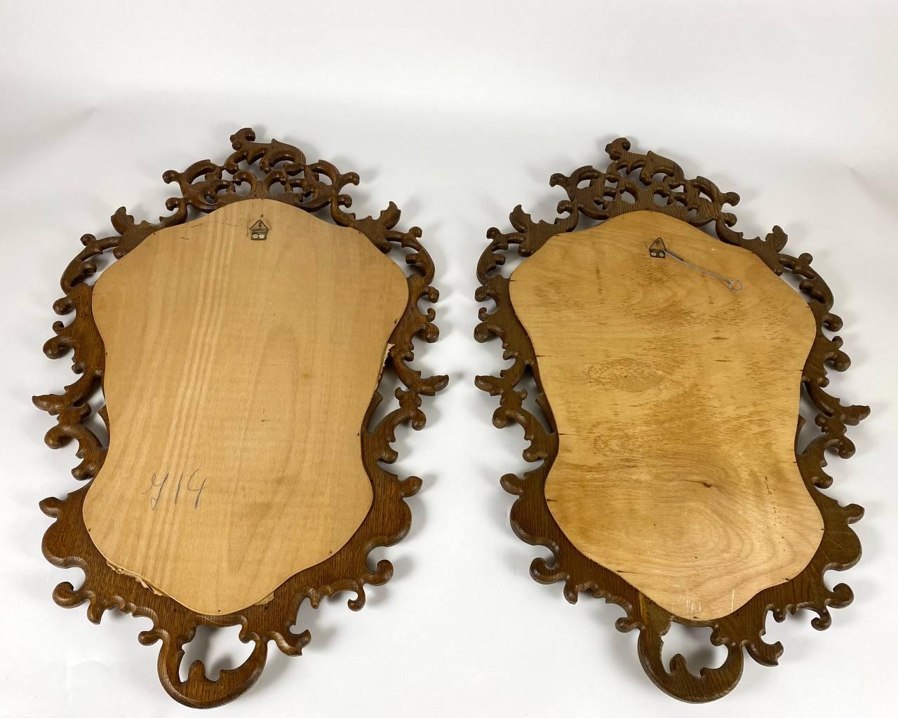 Beautiful Vintage Wall Mirror in Carved Wooden Frame Paired Wall Mirrors 5
