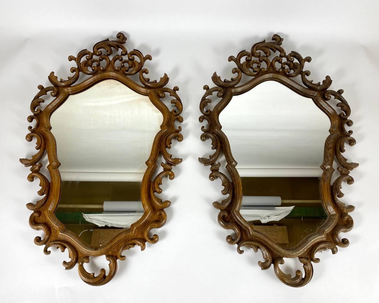 Baroque Beautiful Vintage Wall Mirror in Carved Wooden Frame Paired Wall Mirrors