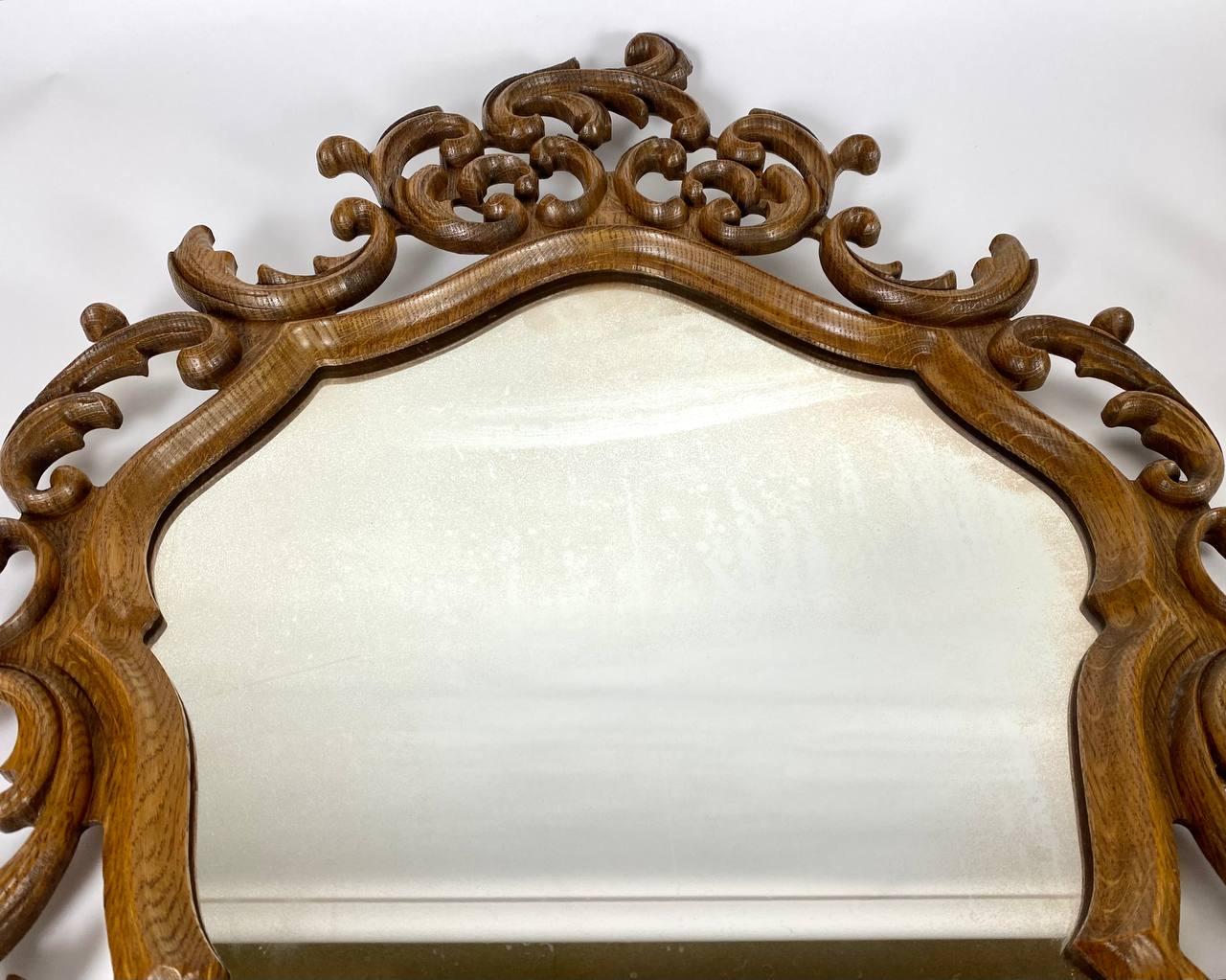 Beautiful Vintage Wall Mirror in Carved Wooden Frame Paired Wall Mirrors 1