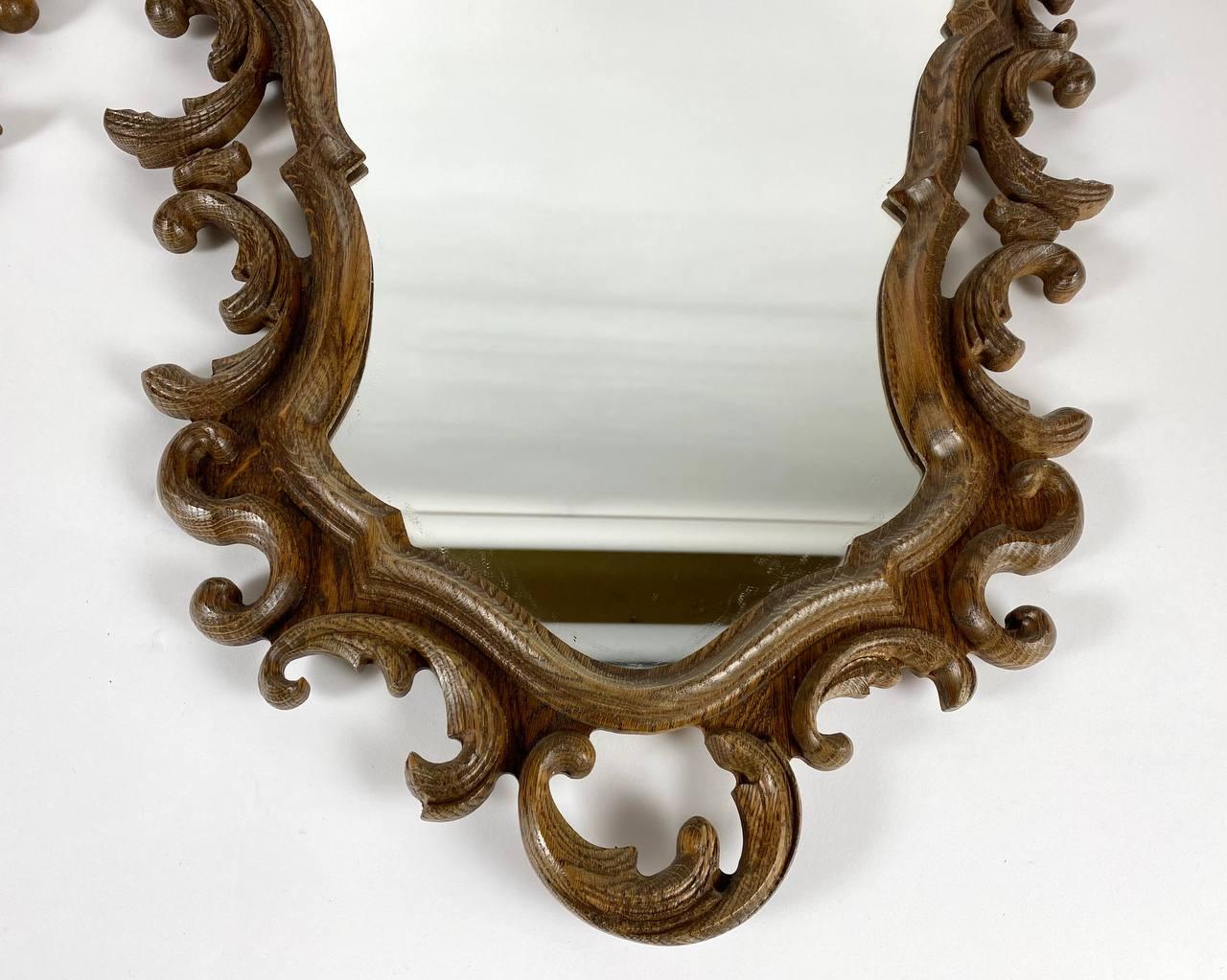 Beautiful Vintage Wall Mirror in Carved Wooden Frame Paired Wall Mirrors 2