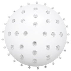 Bellissimo lampadario ad incasso in metallo e vetro laccato bianco vintage, anni '60