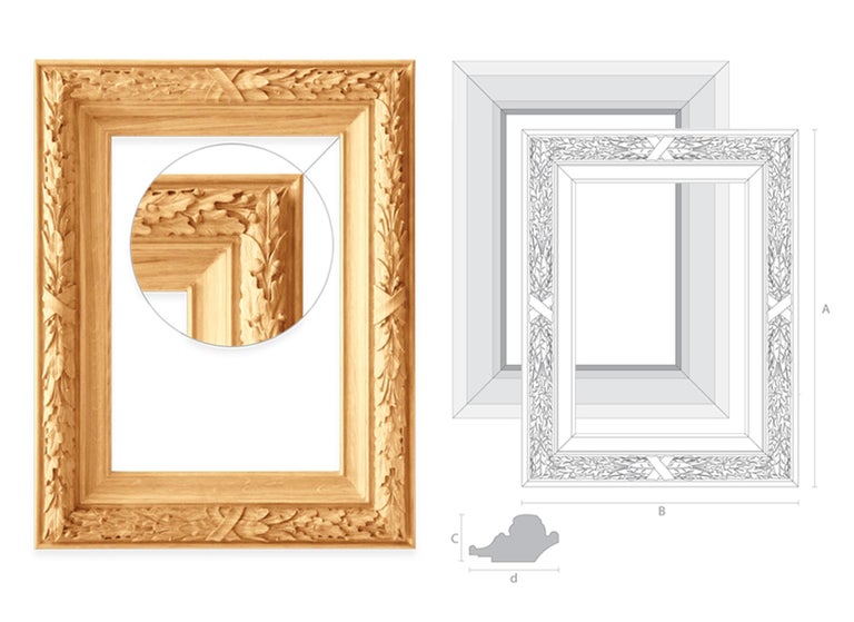 Beautiful Wall Carved Wood Mirror Frame with a pattern of oak and